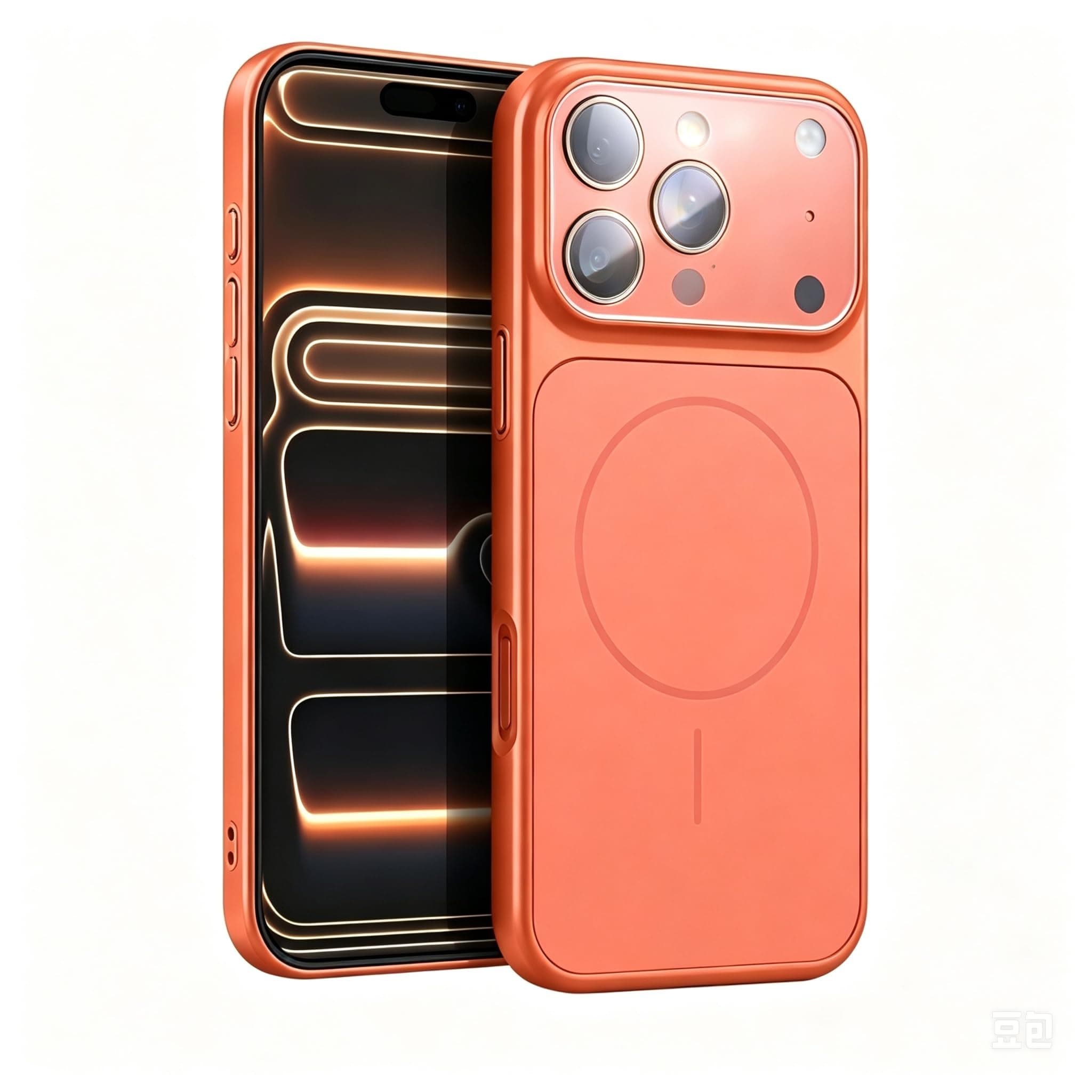 Doulings Magnetic Matte for iPhone 15 Pro Max,Orange,Lens Protector