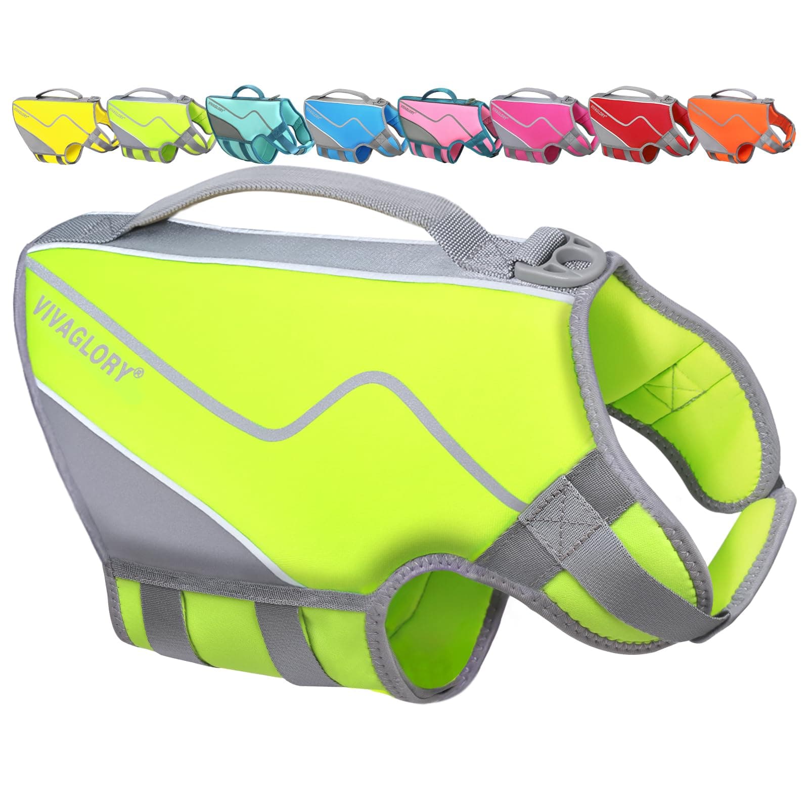 VIVAGLORY Dog Life Jacket Neoprene Dog Life Vest, S, Bright Yellow