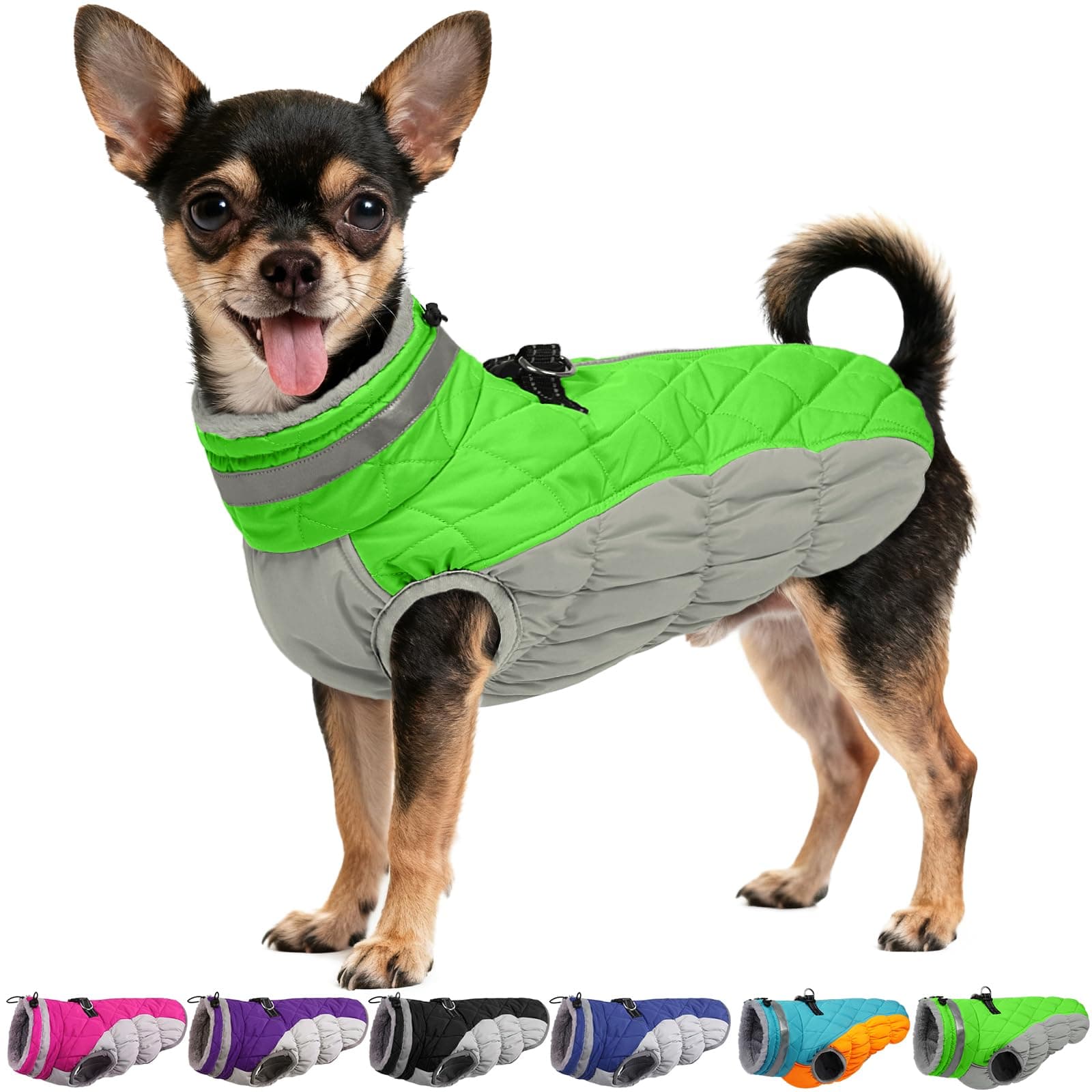 OUOBOB Dog Coats for Small Dogs, Warm Dog Winter Jacket with Harness, XS