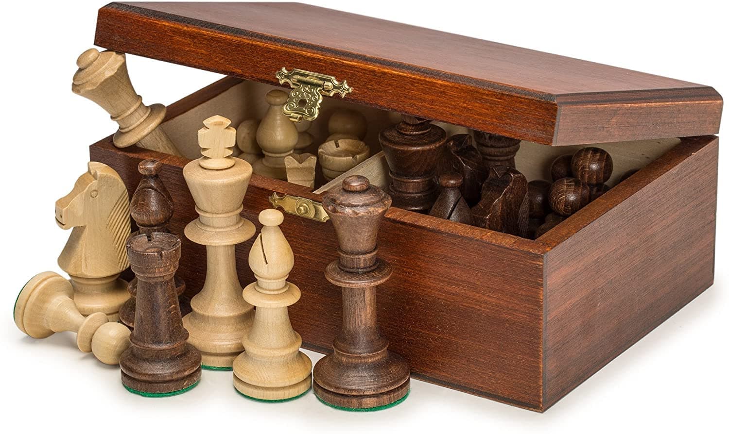 European Professional Tournament Chess Pieces No.5 with Wood Storage Case - 3.5"