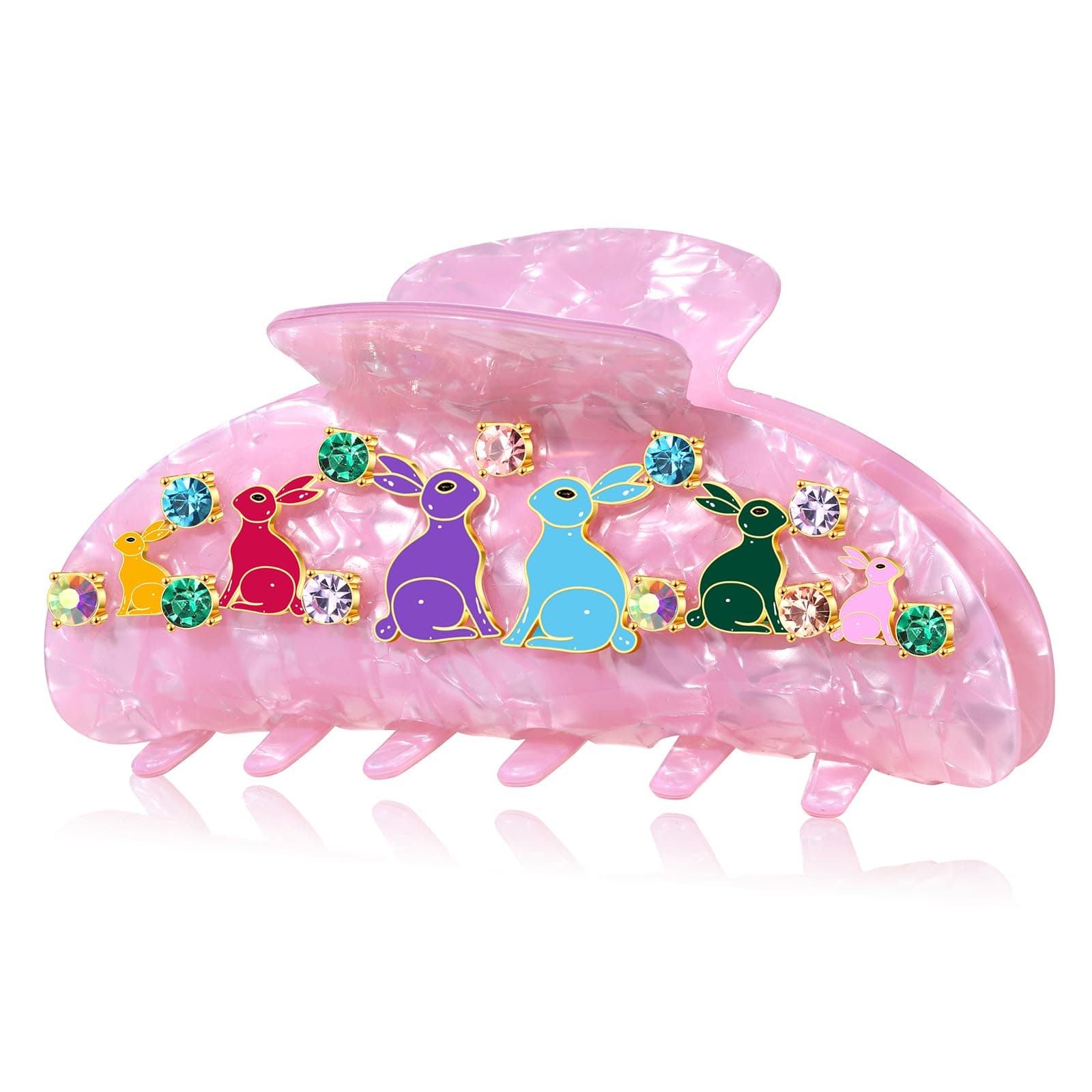 MOLOCH Derby Hair Claw Clip Jeweled Crystal Derby Riding Suit Jacket Hair Clip Strong Holder for Thick Thin Hair (Mix Bunny)
