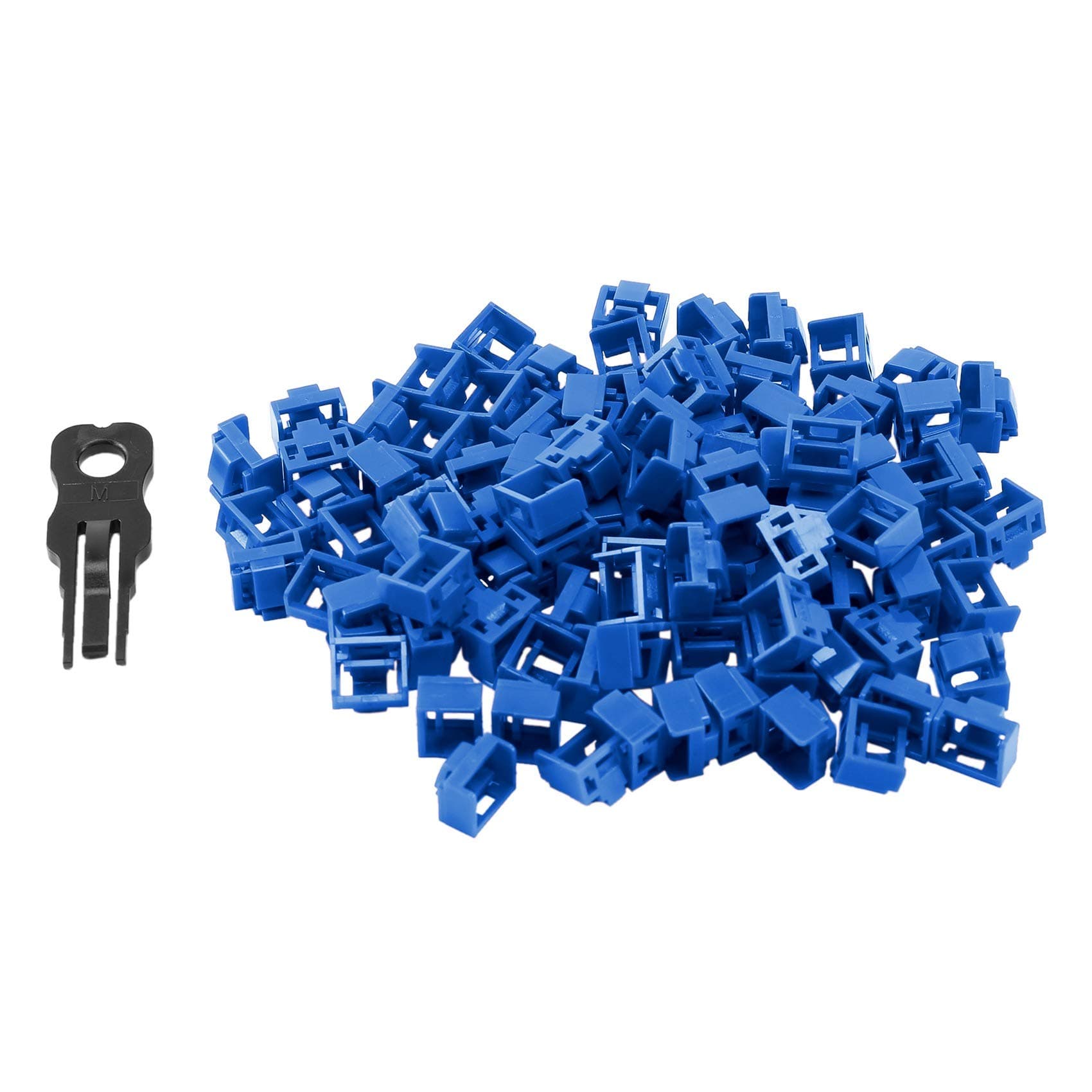 100Pcs Blue RJ45 Port Ethernet LAN Hub Anti Plug Cap Blockout Protector with Proprietary Lock and Key