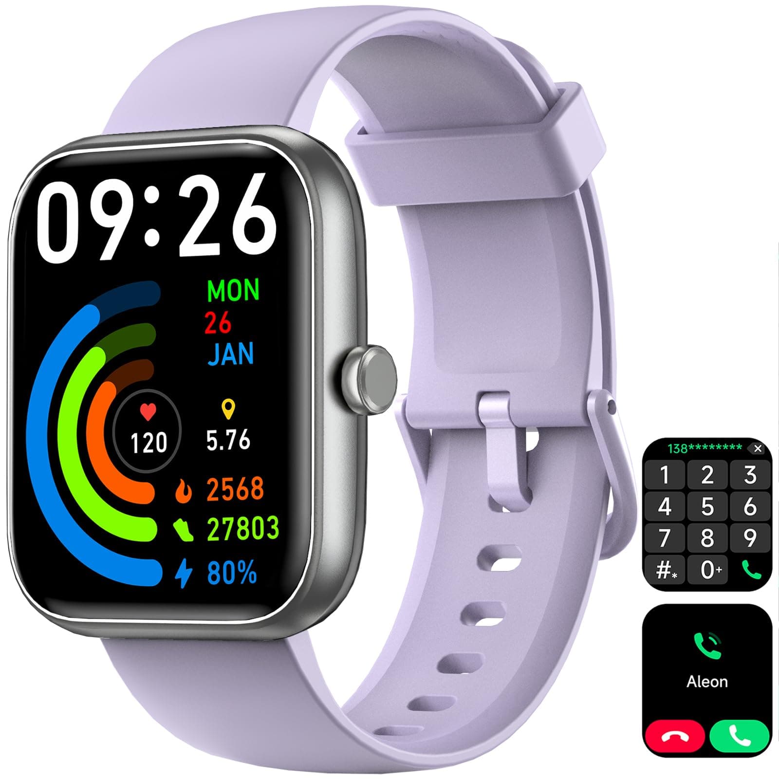 Smart Watch for Men Women with Bluetooth Call, Alexa Built-in, Heart Rate & Sleep Monitor, 1.83" DIY Dial Fitness Watch with 100+ Sport Modes, IP68 Waterproof, Compatible with Android iOS