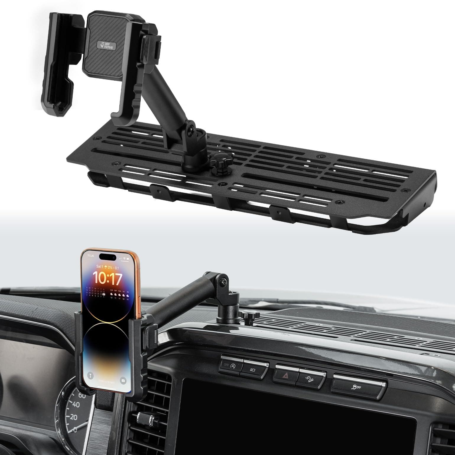 JOYTUTUS Aluminum Phone Holder Dash Mount Compatible with Ford F150 2021 2022 2023 2024 F-150, Cell Phone Holder Dash Mount for Truck, Stable Installation