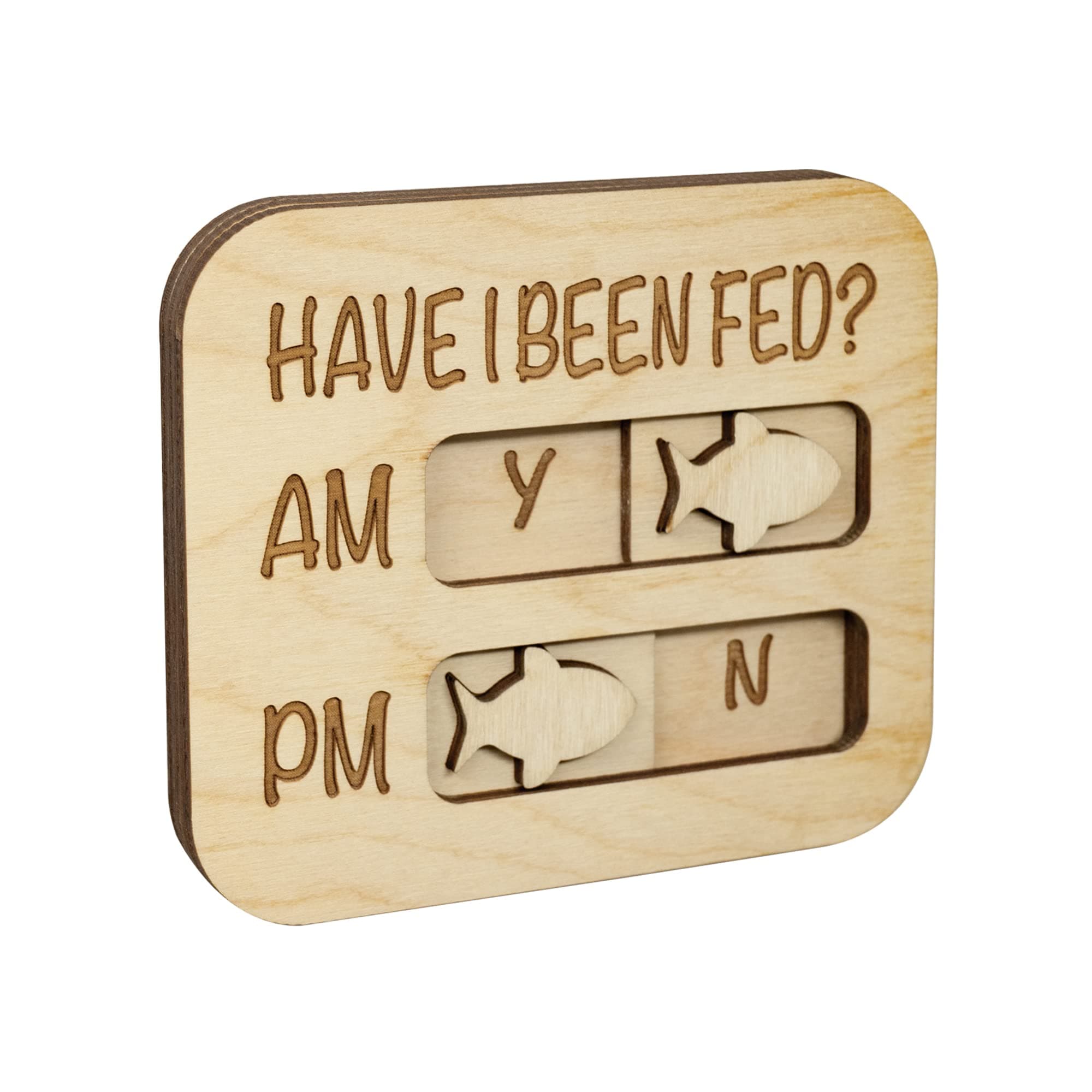 JennyGems Cat Feeding Reminder, Have I Been Fed, Cat Feeding Magnet Tracker AM PM, Wooden Reminder Slider for Fridge