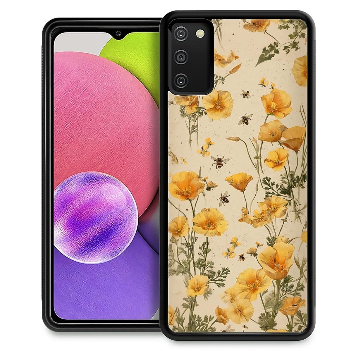 FKBRCL4U for Samsung Galaxy S20 FE Case,Graphic Design for Girl Boy Soft Silicone Hard Acrylic Shock Protection Designed for Samsung Galaxy S20 FE Cute Eco Friendly Vintage Bee Yellow Pattern