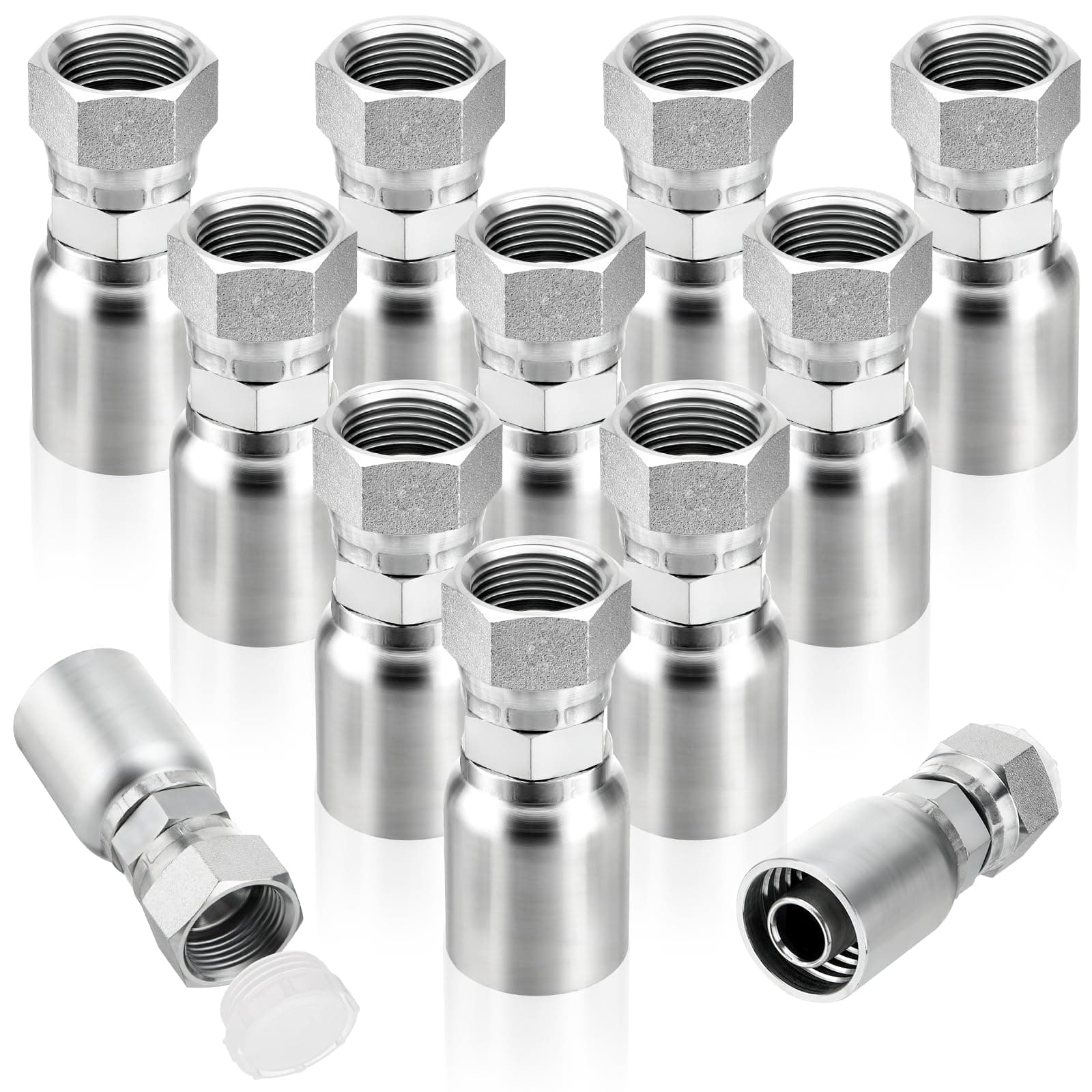 Racewill 12 Pack Hydraulic Hose Fittings: 3/4" I.D. Hose x 3/4" JIC Female