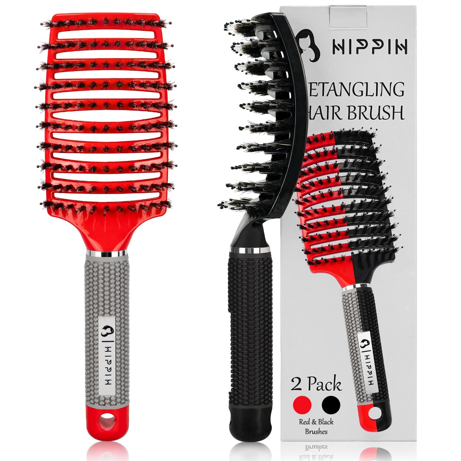 Voremy Magical Detangler 2 Pack, HIPPIH Anti-Static Brush for Curly Thick Hair, No Pull Detangling for Women, Men, Kids - Adds Shine and Smooths Hair