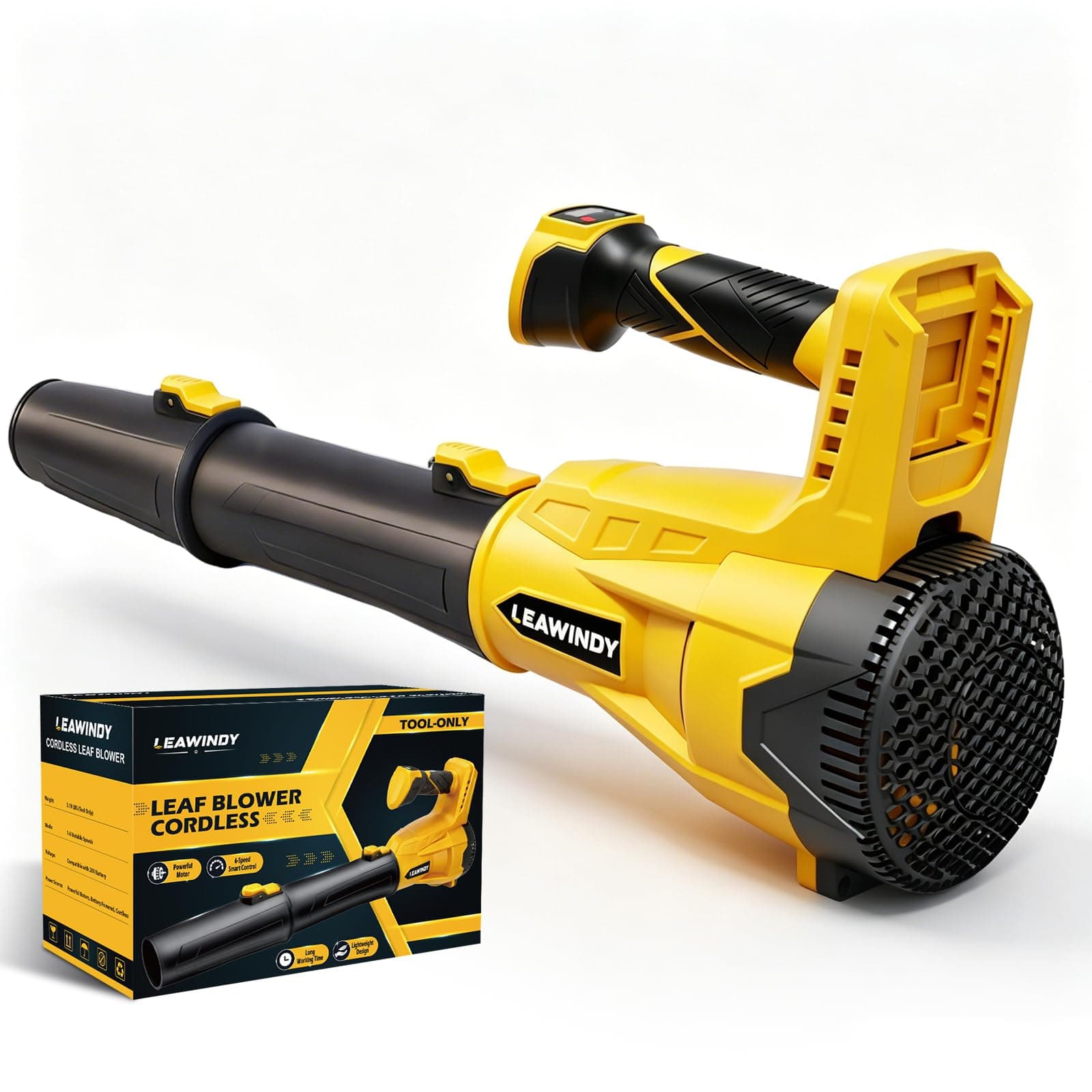 LEAWINDY Cordless Leaf Blower for Dewalt 20V Max Battery(Tool Only), 6 Speed Variable & 600 CFM/180 MPH Electric Leaf Blower, Enhanced Motor, Battery Powered Leaf Blower for Yard, Lawn, Patio Cleaning