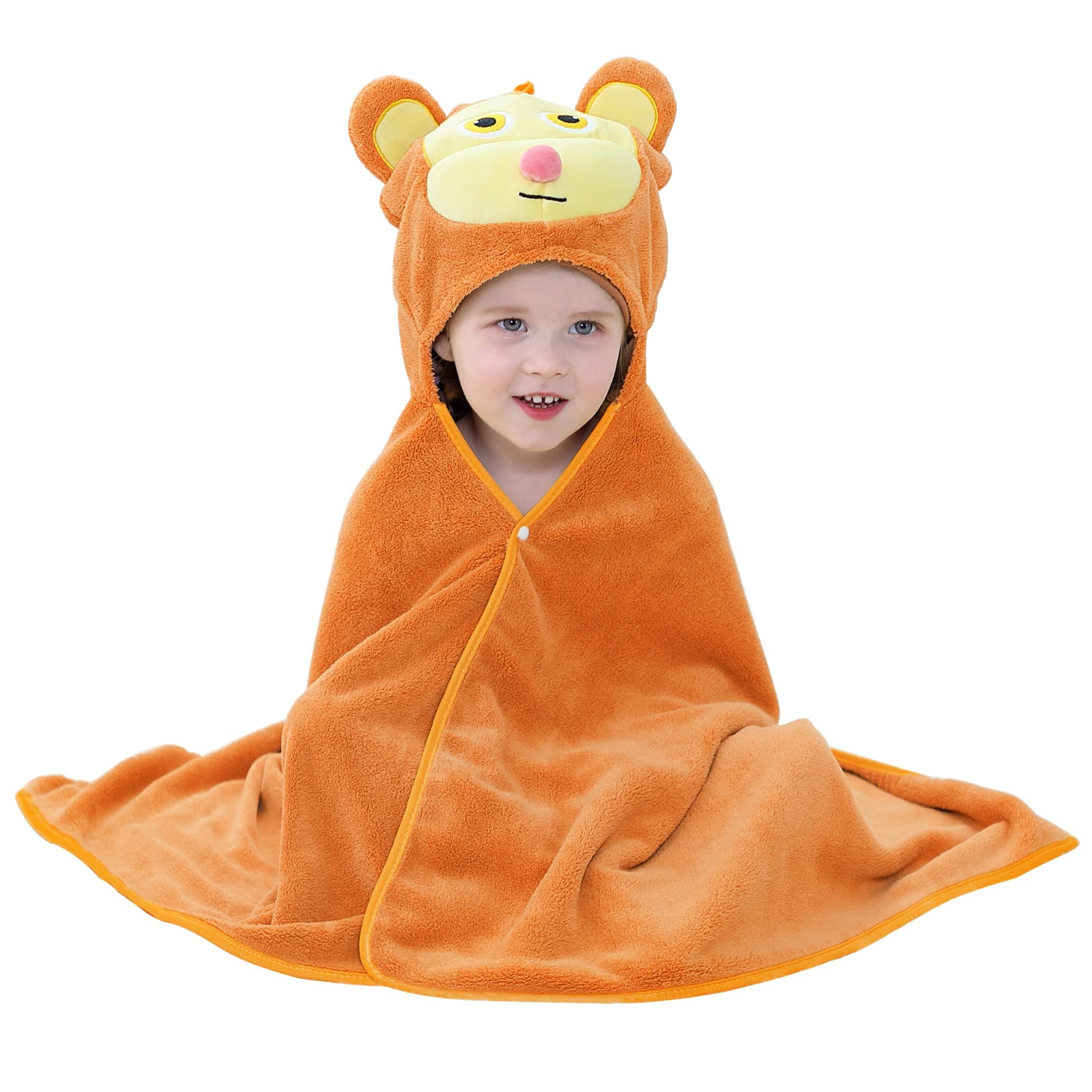 MICHLEY Hooded Baby Towel Soft Washcloths Beach Bathrobe for 0-7T Monkey