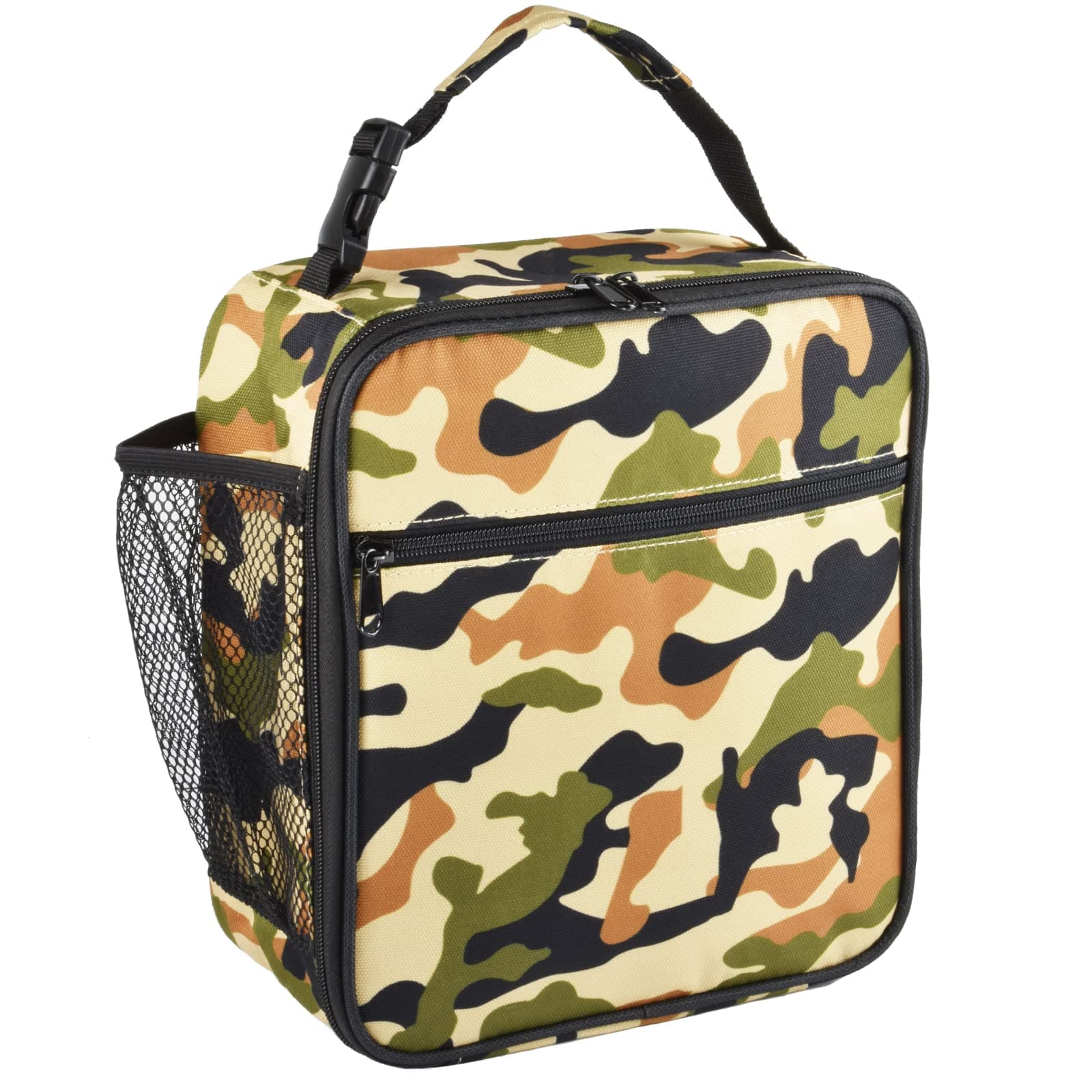 IWTTWY Insulated Lunch Bag, Leakproof Portable Lunch Box for Women Men Boys Girls, Large Capacity Cooler Bag for Office School Camping Hiking Outdoor Beach Picnic (Camo Brown)