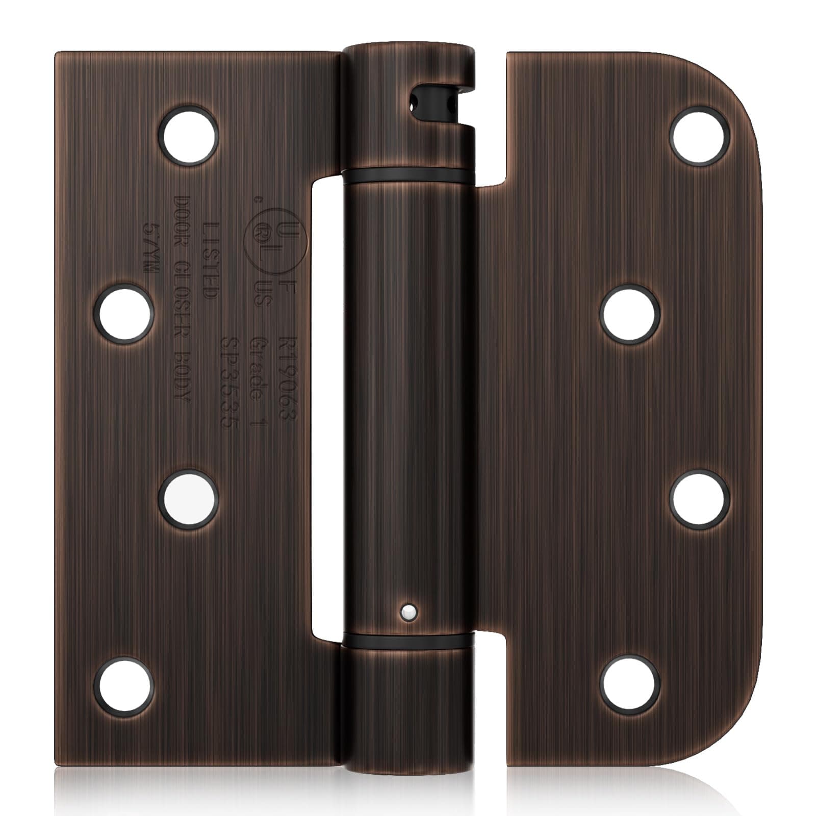 Haidms 3 Pack Self Closing Door Hinges 4 Inch Oil Rubbed Bronze Spring Hinge with 5/8'' & Square Radius Corner Adjustable Tension for Residential & Heavy-Duty Door Hardware