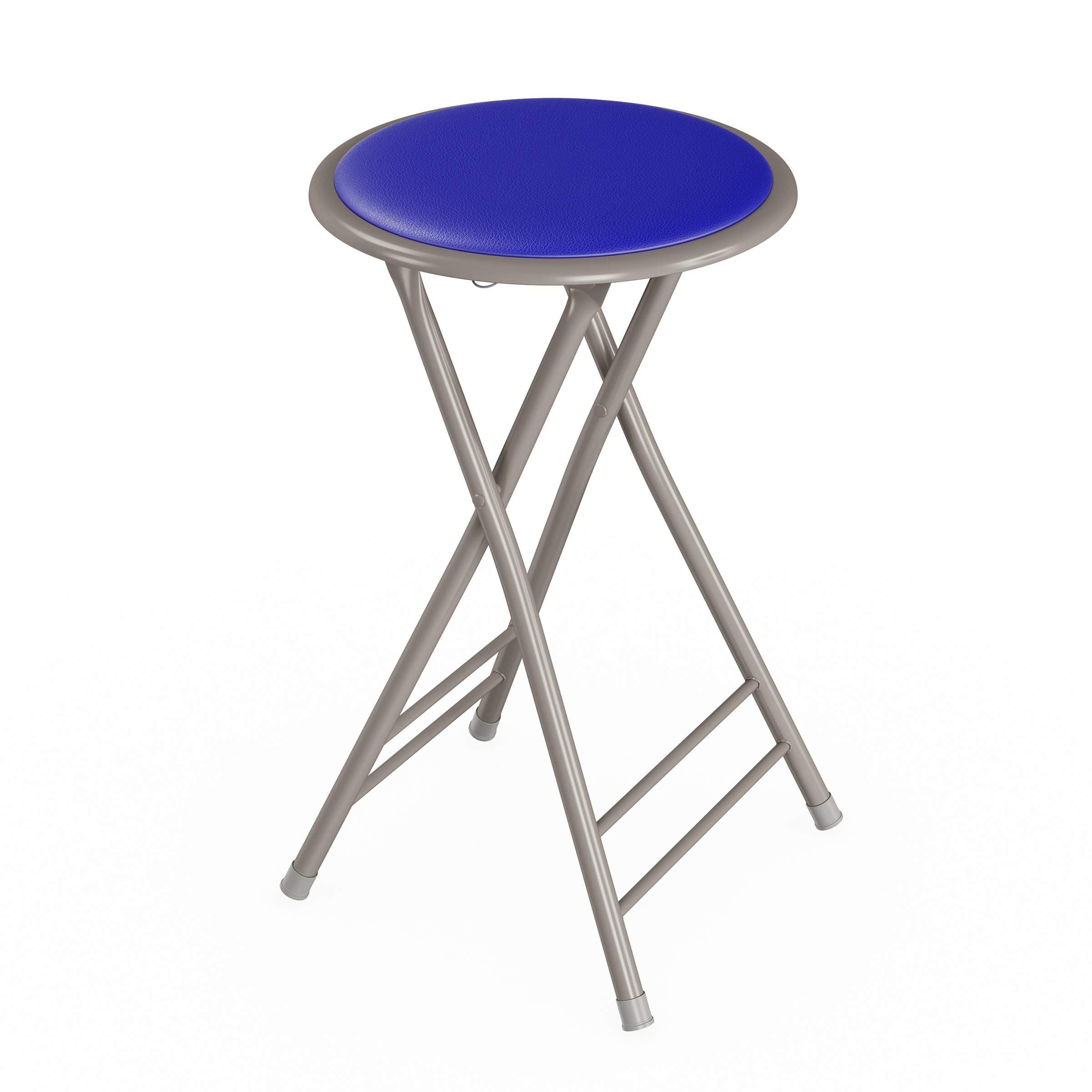 Trademark Home 82-0827-ROY Folding Heavy Duty 24-Inch Collapsible Padded Round Stool, Royal