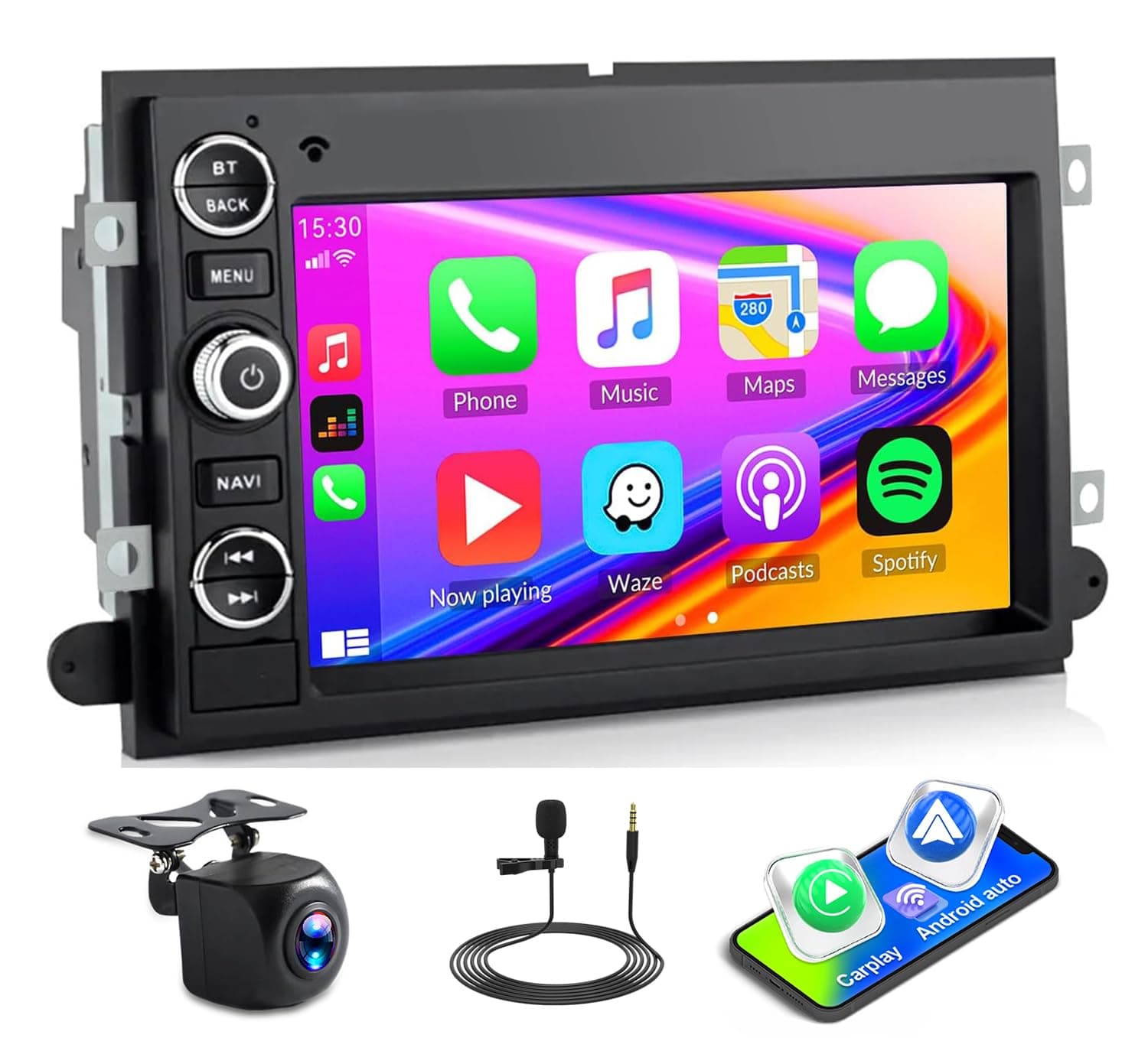 7" Car Radio Stereo Upgrade for Ford F150 F250 F350 2004-2008 2006-2014 Fusion Edge Explorer Taurus Freestar Android 13 with Wireless & Wired Carplay Android Auto Double Din Touch Screen Head Unit