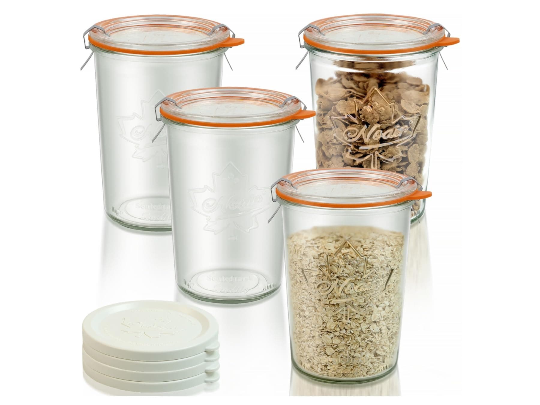 Canning Jars 27 oz 4 Pack, Sourdough Starter Jars with Glass & Plastic Lids