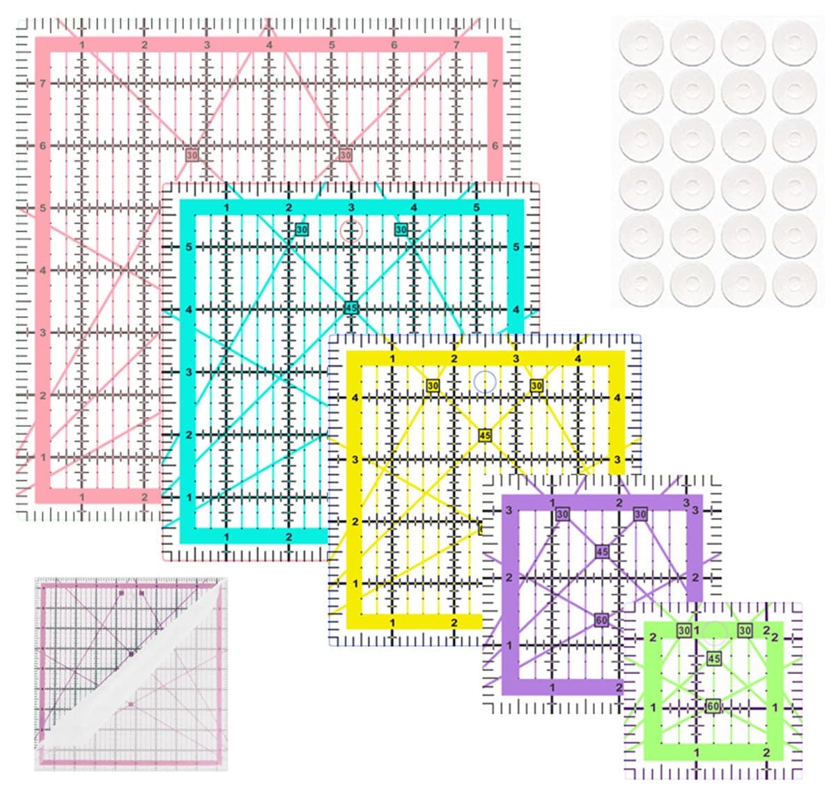 Quilting Rulers,5 Quilting Square Rulers(2.5",3.5", 5", 6", 8") Quilting Rulers and Templates