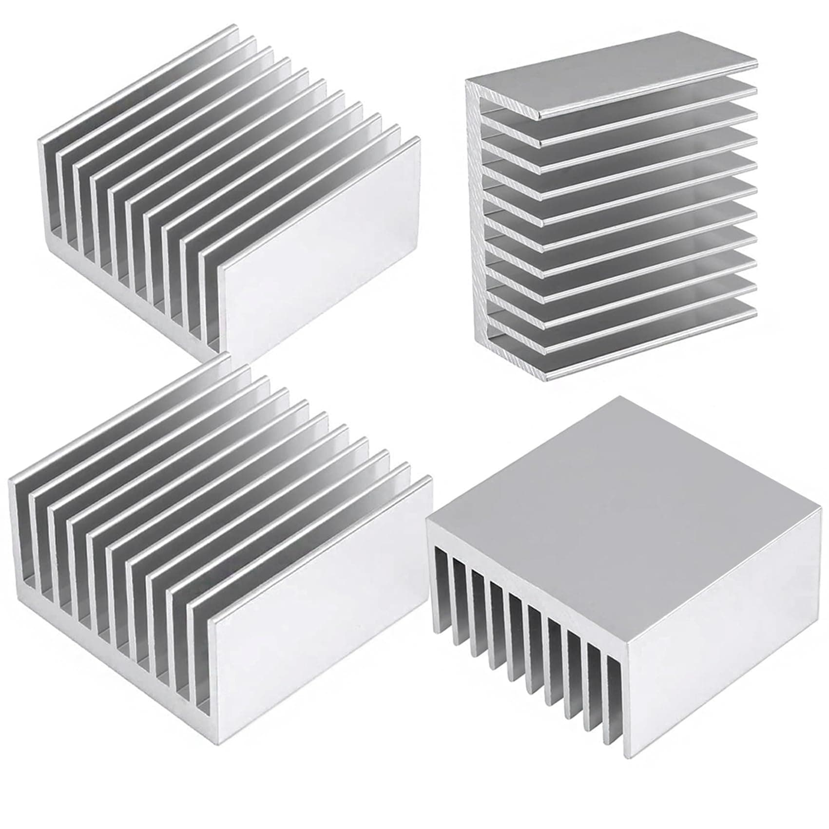 Awxlumv 4pcs 40mm Heatsink Kit 40x40x20mm / 1.57"x1.57"x0.79" Heat Sink Aluminum Cooling Radiator Cooler Fins for Thermoelectric Peltier Plate Module 3D Printer Stepper Motor Fan CPU Power Amplifier