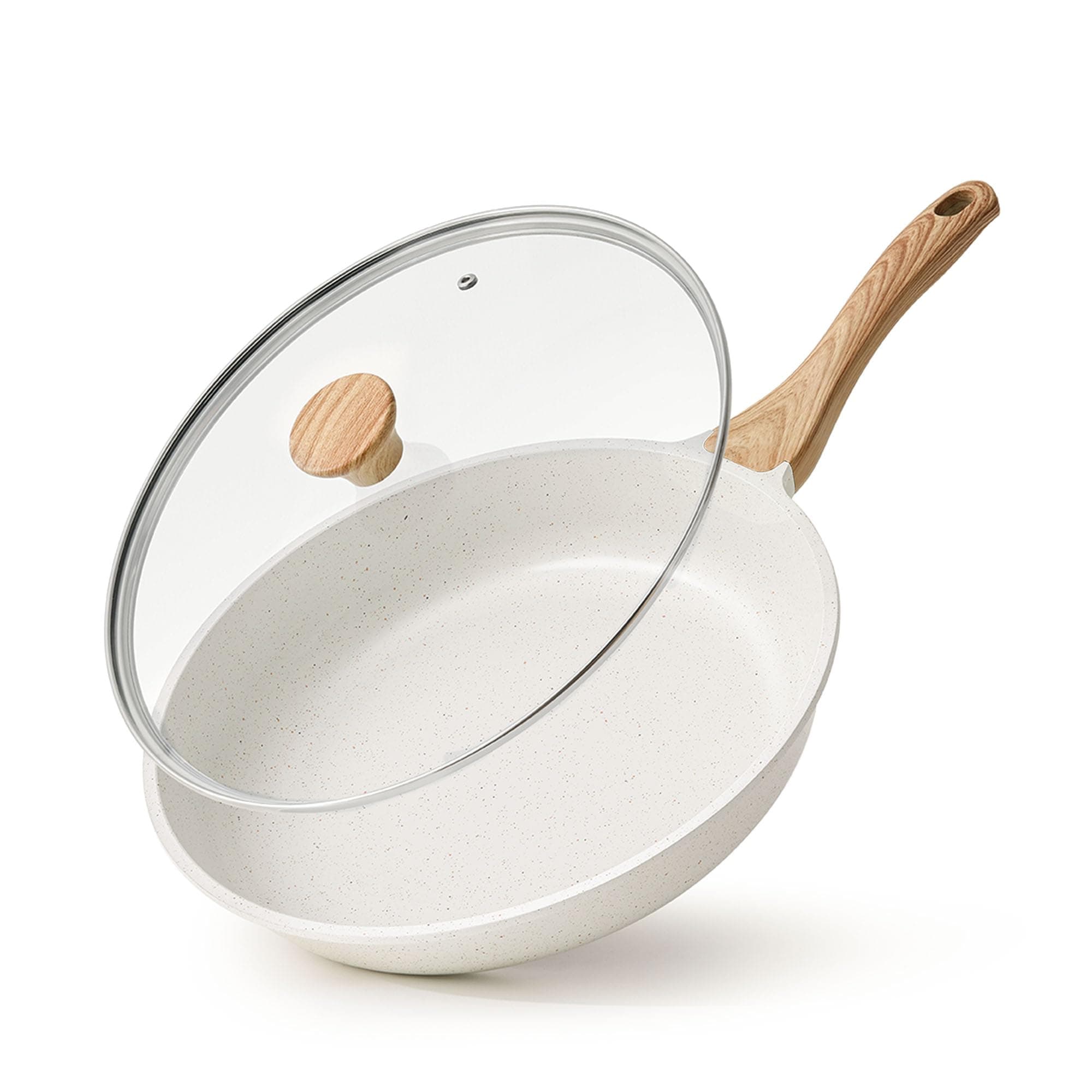 SENSARTE 12.5Inch Nonstick Ceramic Frying Pan with Lid, PFAS/PTFE/PFOA Free