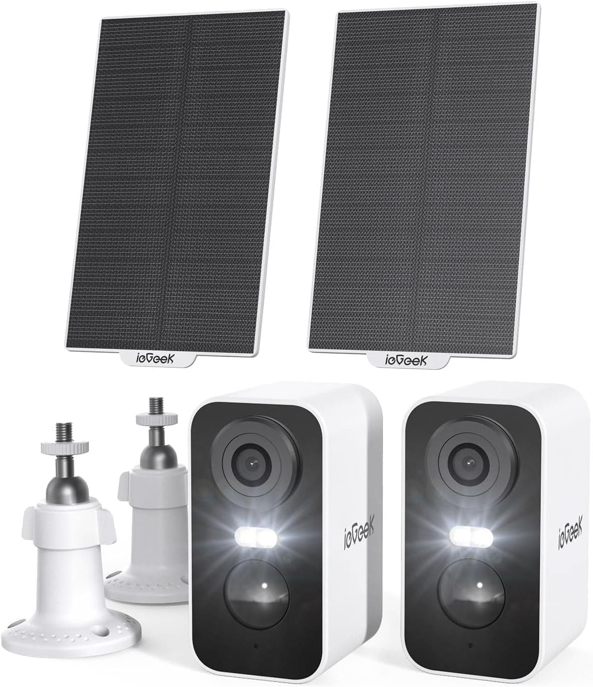 ieGeek 2K Solar WiFi Security Cam Wireless Outdoor, 5200mAh Battery, 2Pcs