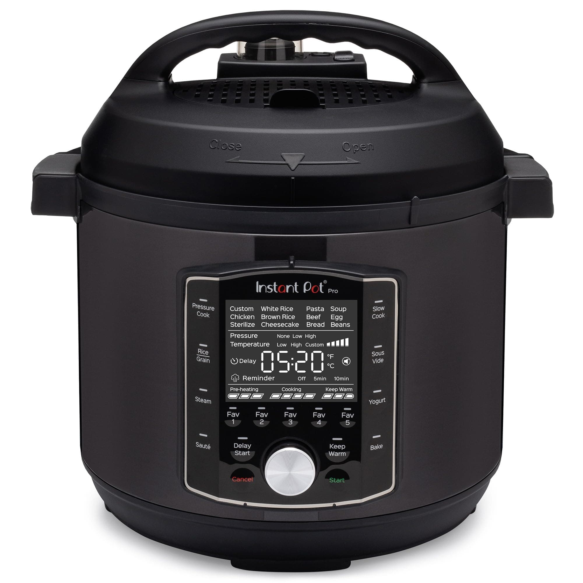Instant Pot Pro 10-in-1 Pressure Cooker, Slow Cooker, Rice/Grain Cooker, Steamer, Sauté, Sous Vide, Yogurt Maker, Sterilizer, and Warmer, Includes App With Over 800 Recipes, Black, 6 Quart