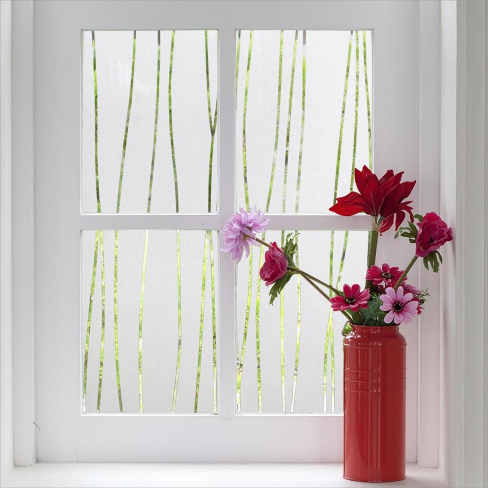 Finnez Window Privacy Film Decorative Frosted Window Cling Privacy Film for Glass, Non-Adhesive Heat Anti-UV for Home Office Living Room, Irregular Stripe Patterns, 29.5 x 118.1 Inches