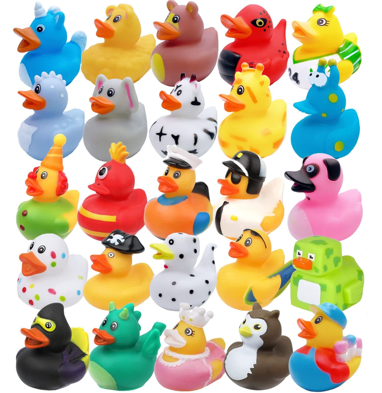 Rubber Ducks Bath Toy Assortment Bulk Floater Duck for Kids Birthday Gifts