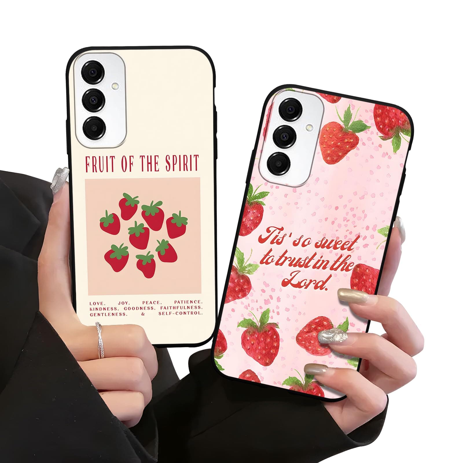 Zrutru 2 Pack Jesus Religious Sayings Christian Phone Cases for Samsung Galaxy A42 5G Fruit of The Spirit Strawberry Cover Silicone Shockproof Protection Funda for Samsung A42 6.3 Inch