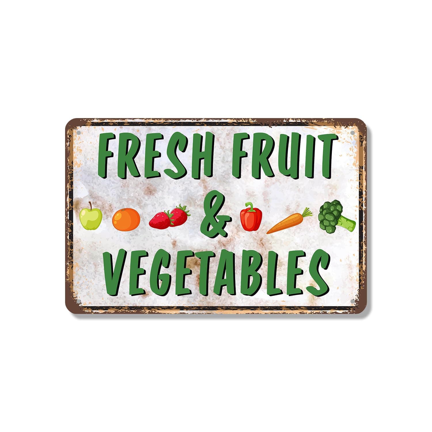 Fresh Fruit And Vegetables 12 Inch x 18 Inch Novelty Aluminum Metal Sign Pick Wash Enjoy Durable Weatherproof UV Protected Perfect for Markets Kitchens Gardens Fun Gift for Gardeners Vendors Families
