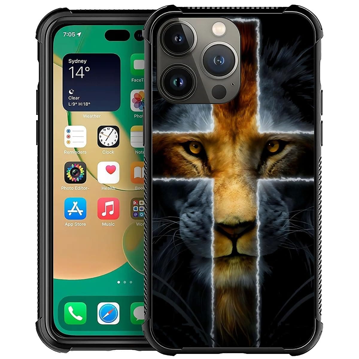 Zeggi for iPhone 14 Pro Max Case 6.7-inch with Lion Cross Four Corner Airbag Protection Design Soft Silicone Frame Personalized Pattern Case Compatible with iPhone 14 Pro Max for Men
