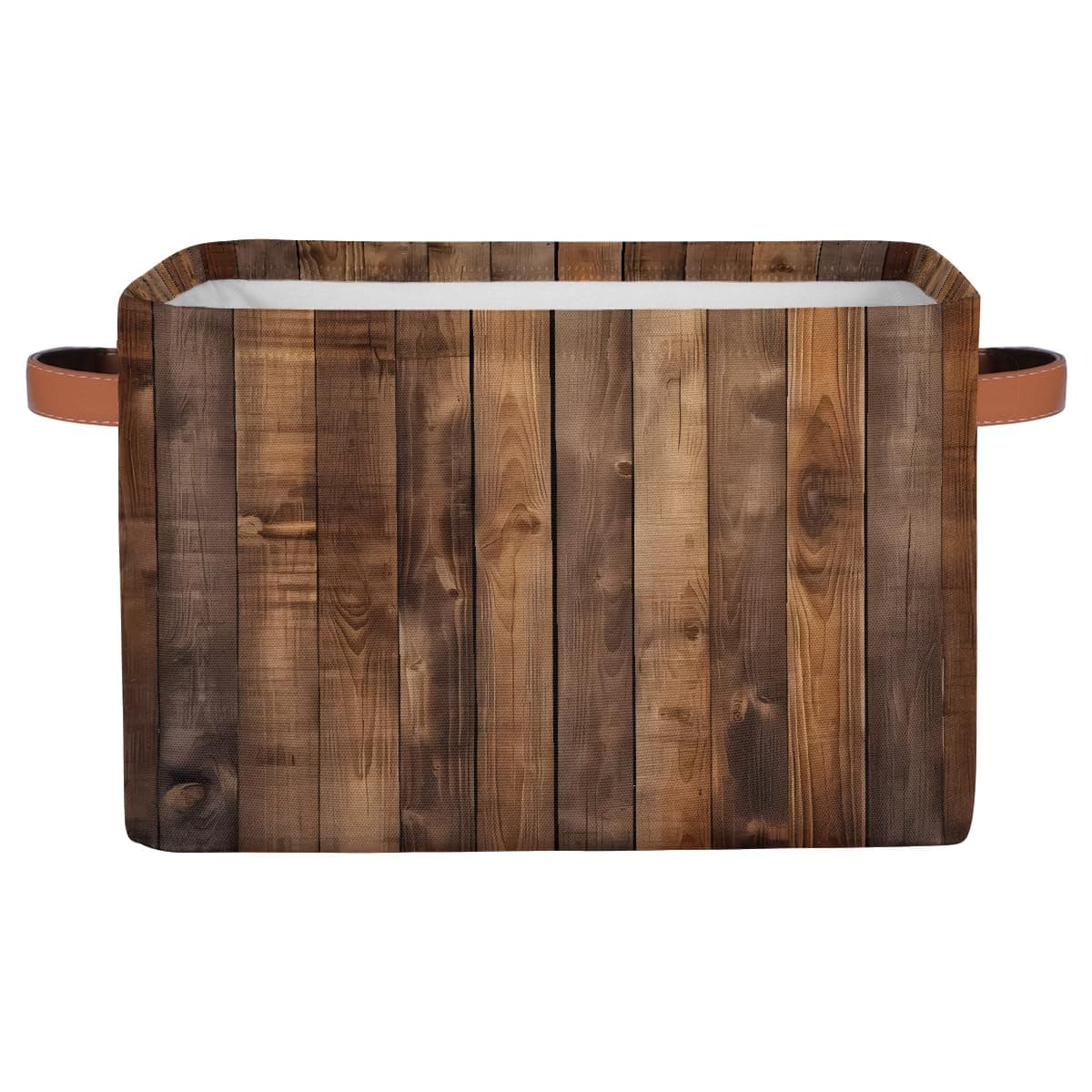 YPPAHHHH Rustic Wooden Board Storage Baskets for Organizing, Fabric Collapsible Storage Bins Box Retro Decorative Toy Organizer Baskets for Closet Shelves Gift Basket 1 Pc
