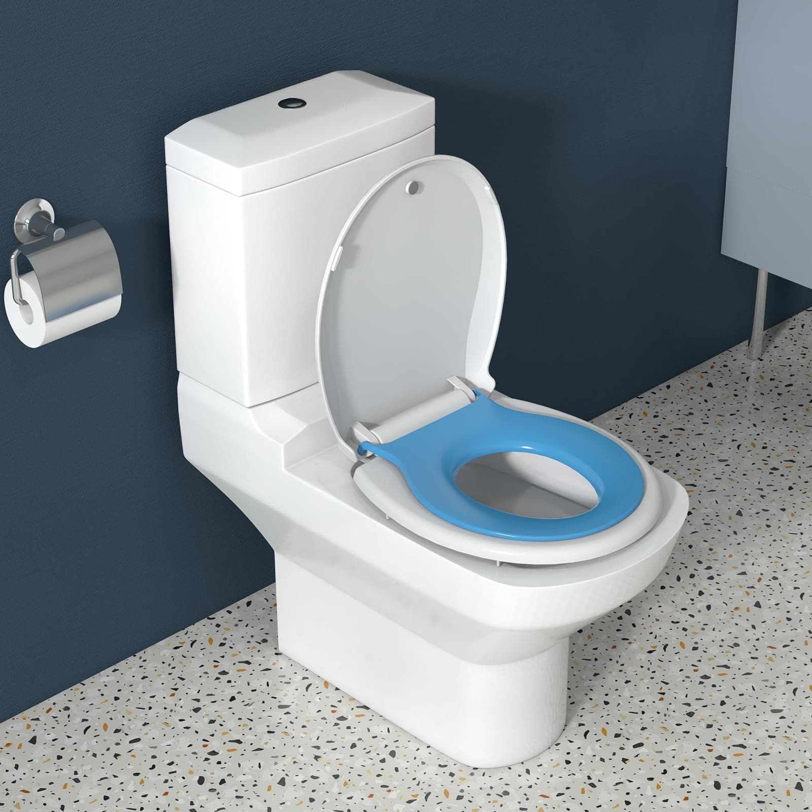 Built-in Toddler Potty Training Seat Commercial Oval Toilet Seat - Soft Close Non-Slip Family Toilet Seat, Durable PP Easy Install & Clean for Standard Commercial Restrooms