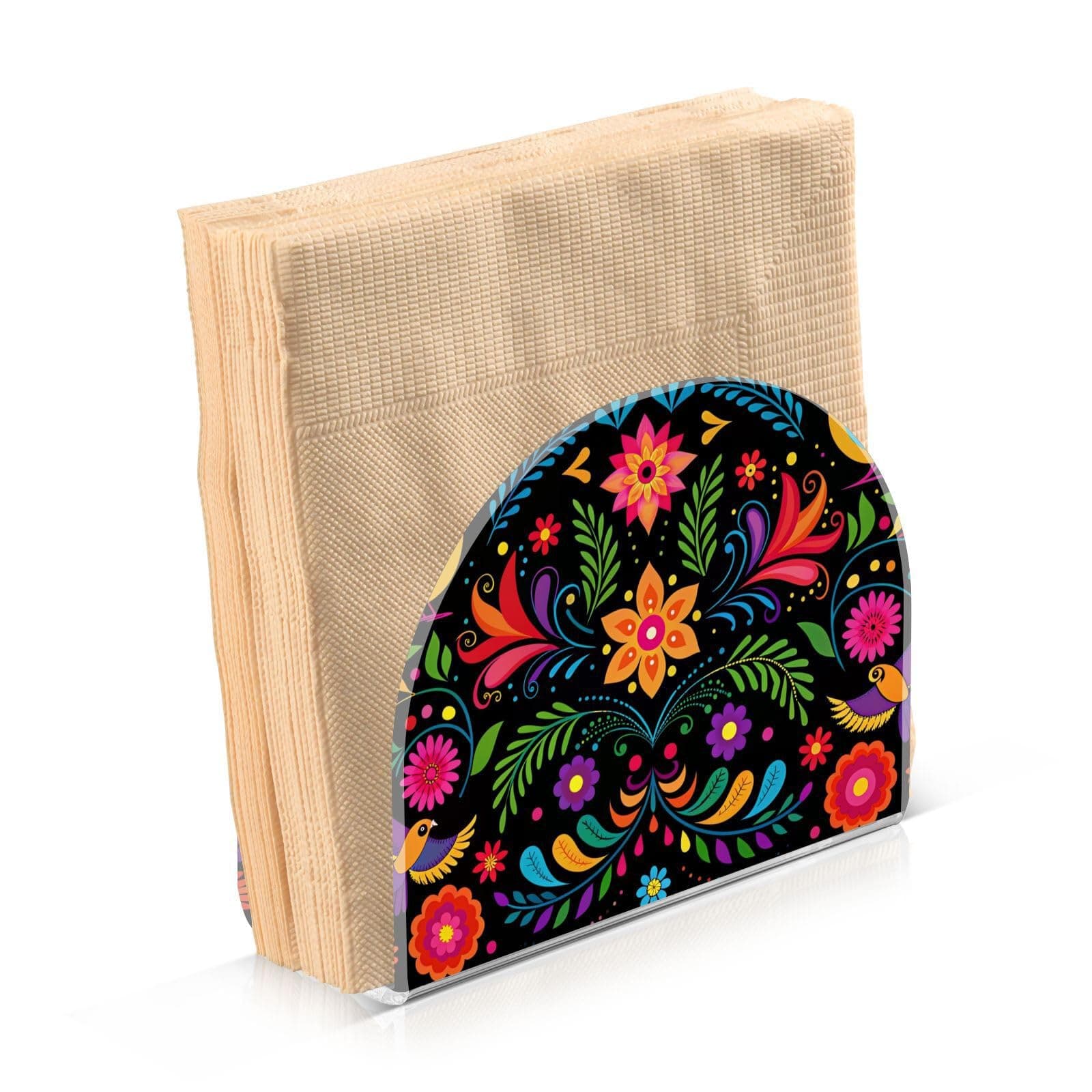 Napkin Holder for Table Mexican Floral Paper Napkin Holders for Kitchen Dinner Table Cocktail Napkins Dispenser