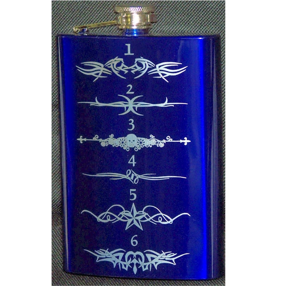 Hip Flask Holding 8 oz - Custom Engraved Pocket Size, Stainless Steel, Rustproof, Screw-On Cap - Electric Blue Finish Perfect for Engraving