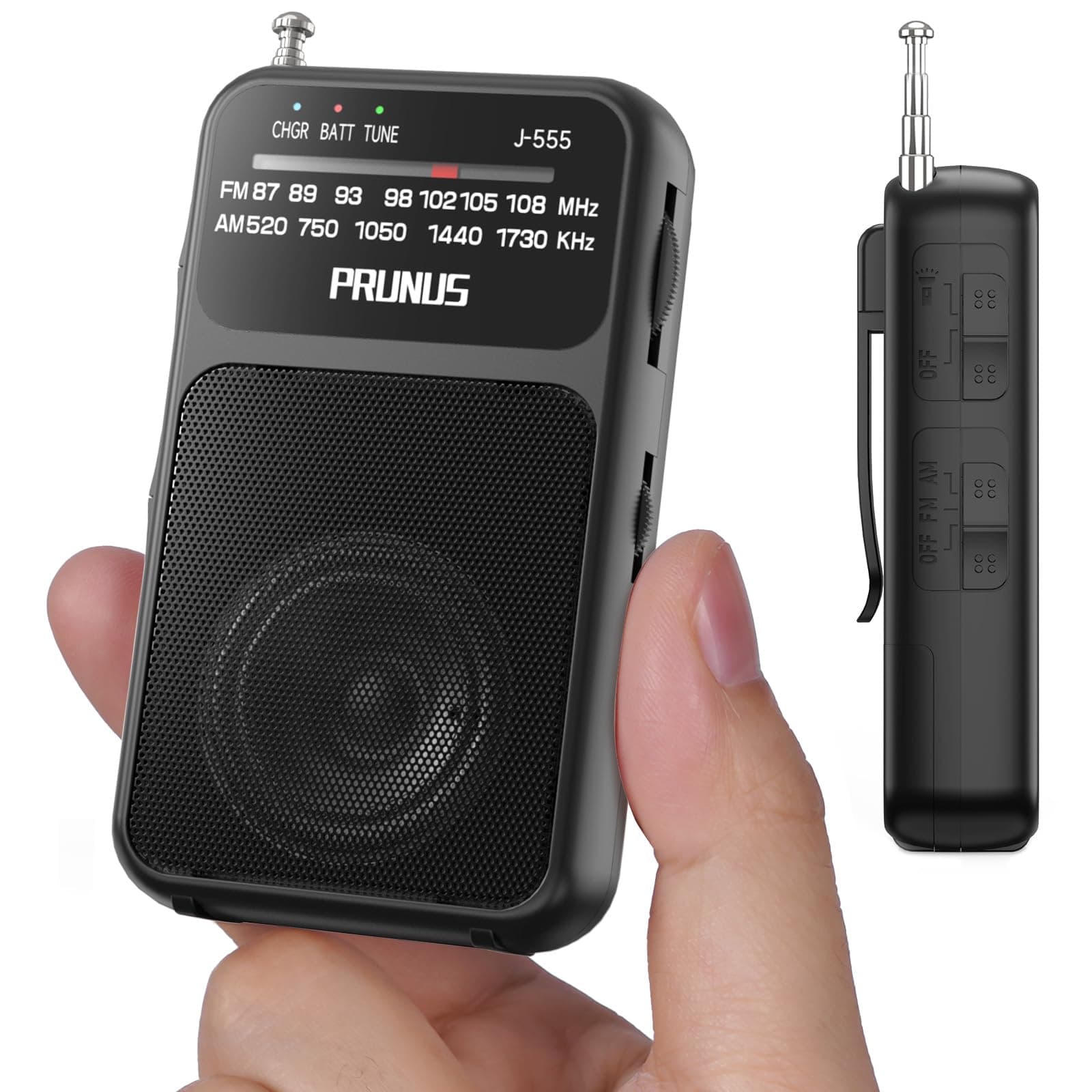 PRUNUS J-555 Pocket Radio AM FM USB-C Charging& Battery Operated