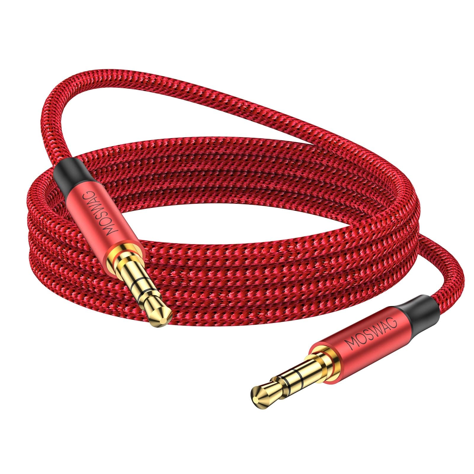MOSWAG 16.4FT/5M 3.5mm Aux Cord to 3.5mm Audio Aux Jack Cable Male to Male Aux Cable Nylon Braided Stereo Jack Cord for Phones,Headphones,Speakers,Tablets,PCs,Music Players and More