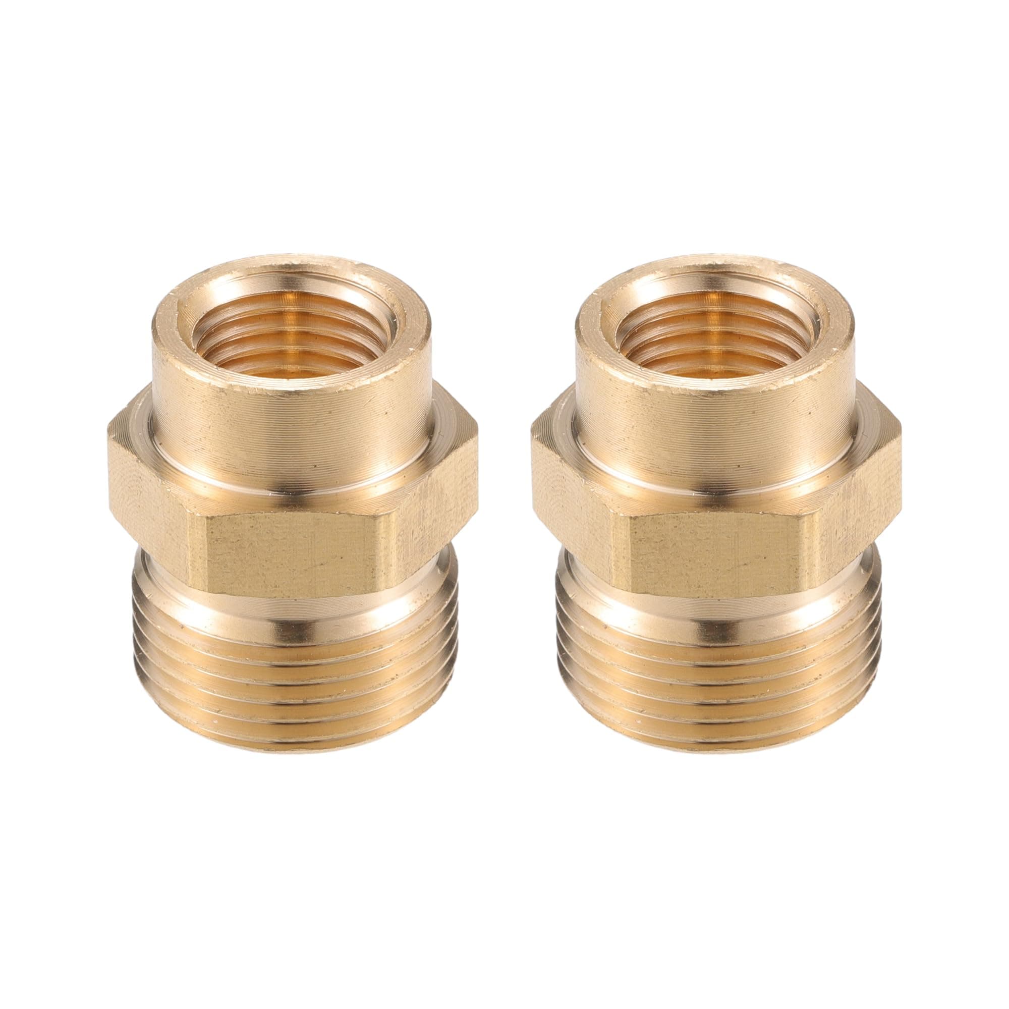 VekAuto Pressure Washer Connector, M14x1.5 to 15mm M22x1.5 Male and Female Adapter Brass Screw Hose Connector Universal for Pressure Washer Quick Connect Brass Copper Tone Auto Accessories