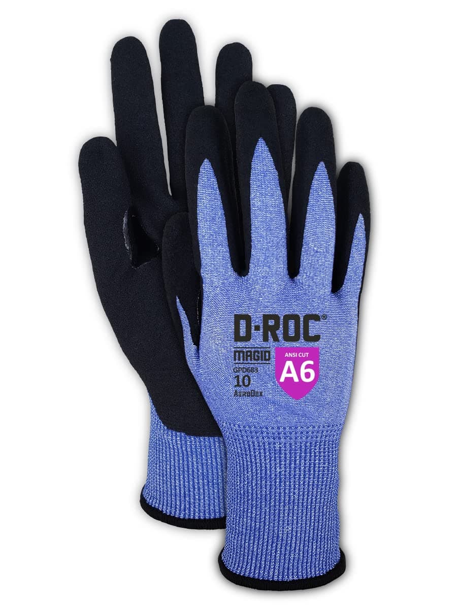 MAGID D-ROC AeroDex ANSI A6 VersaTek Grip Coated Work Glove, 1 Pairs, Size 8/Medium (GPD683)