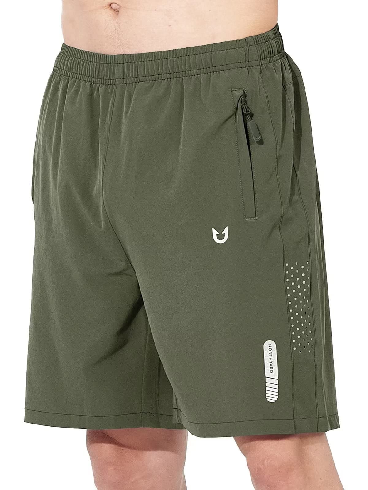 NORTHYARD Men's Athletic Hiking Shorts Quick Dry Workout Shorts 7"/ 9"/ 5" Lightweight Sports Gym Running Shorts Basketball Exercise ArmyGreen XL