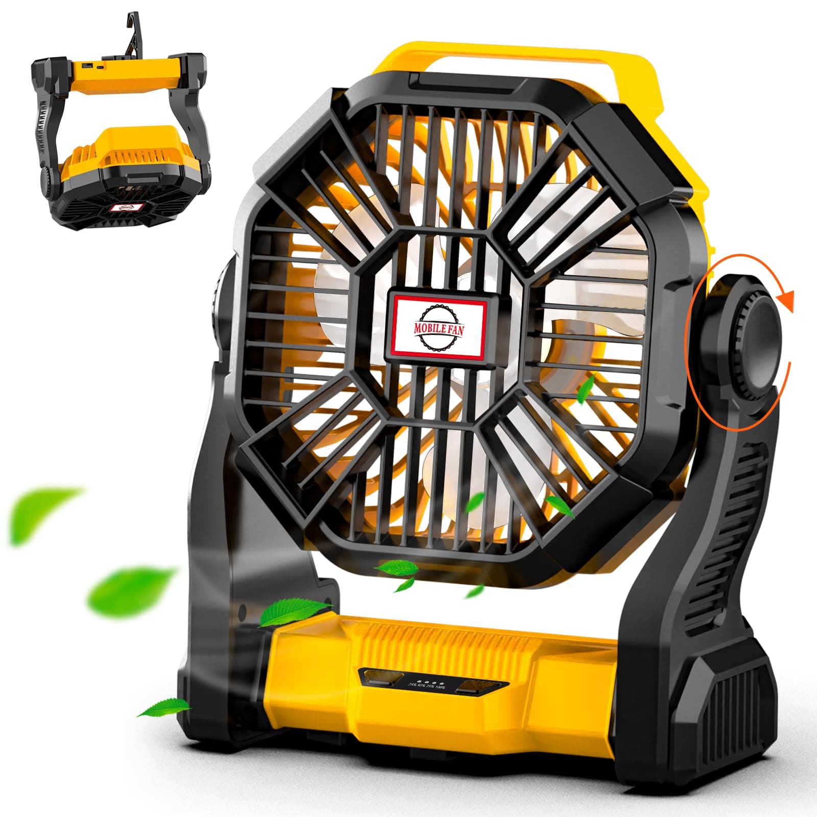 Sendowtek Portable Camping Battery Fan with LED Light 10400mAh
