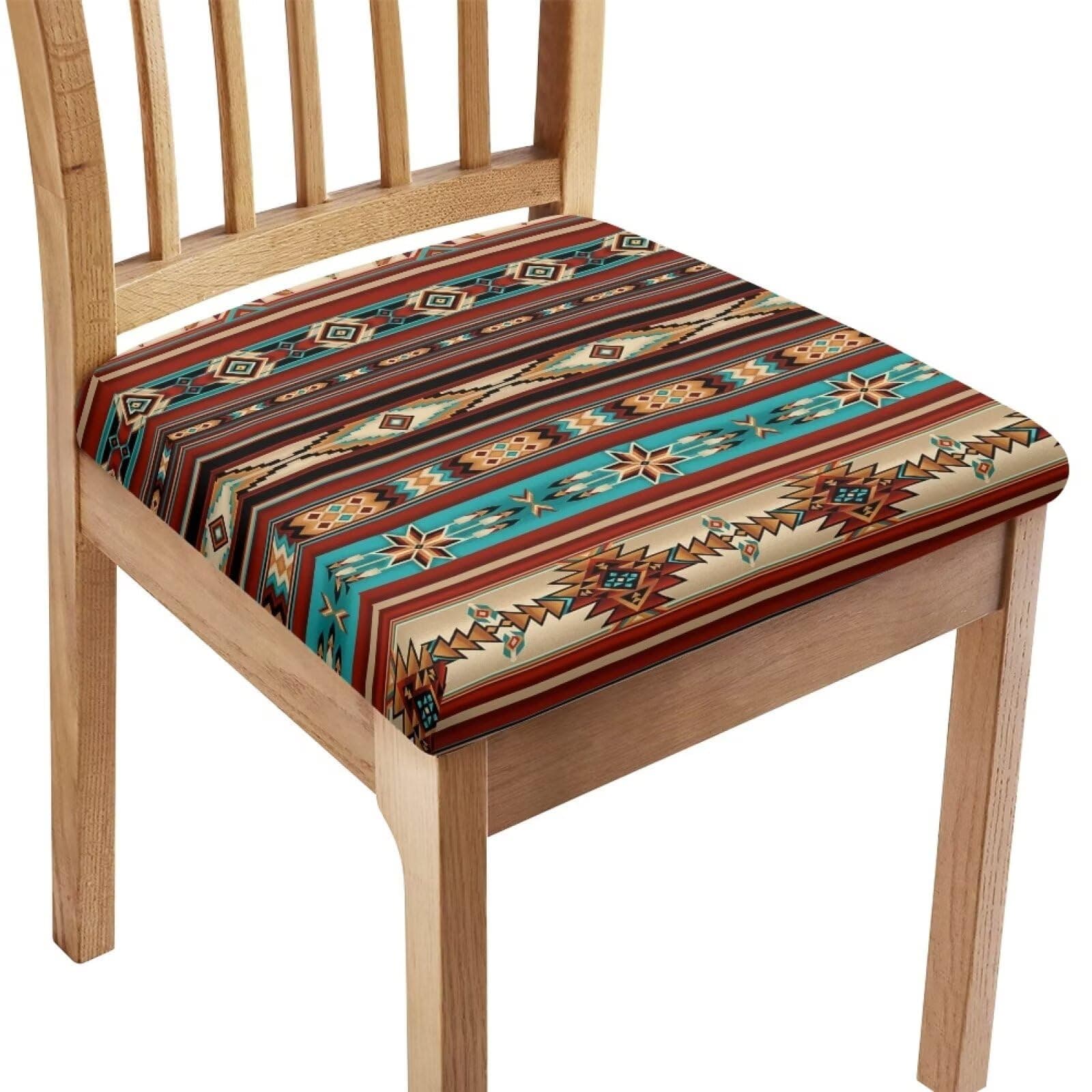 Pzuqiu Southwest Aztec Tribal Chair Cushion Slip Covers Breathable Square Dining Chair Outdoor Chair Seat Cover Machine Washable Non-Slip Chair Seat Protective Slipcovers