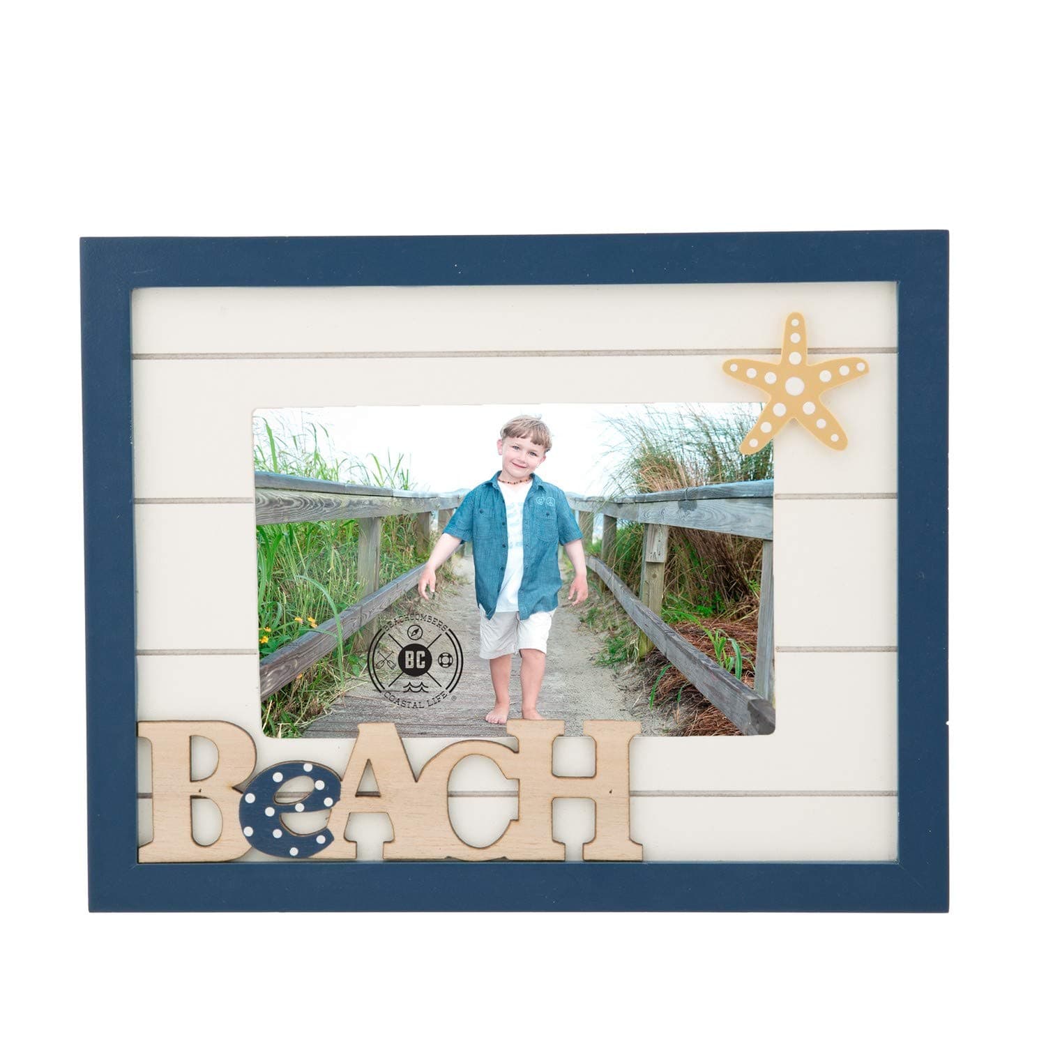 Beachcombers Wood Beach Photo Frame with Raised Accents