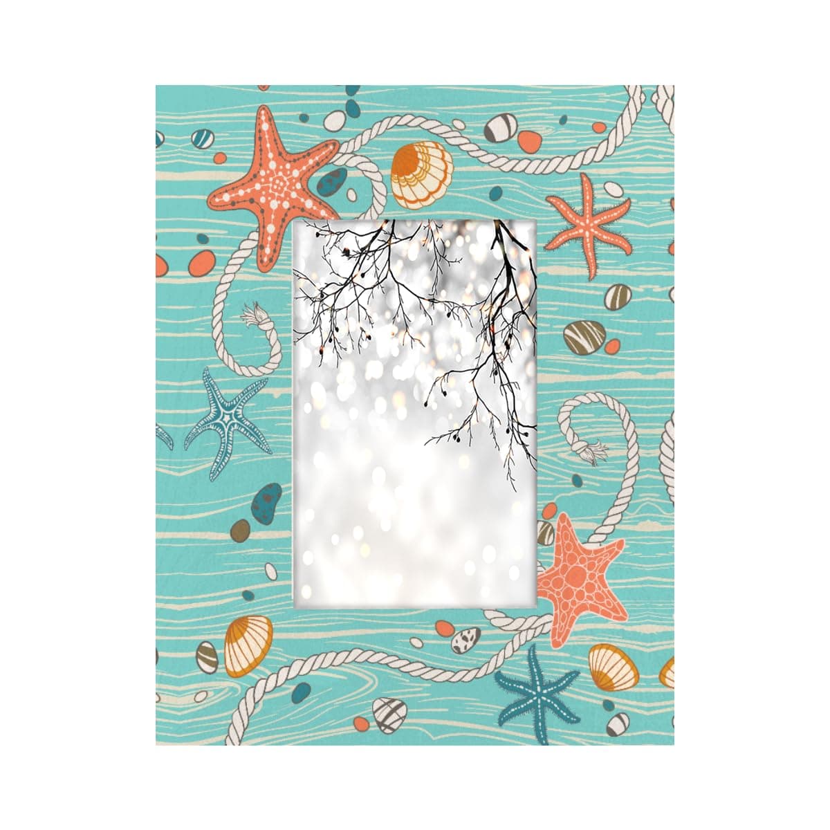 Pardick Beach Ocean Starfish Shells Picture Frame 4x6 Wood Photo Frames Display Pictures 4x6 Without Mat Tabletop Picture Frame for Bedroom Living Room Home Decor, A-1