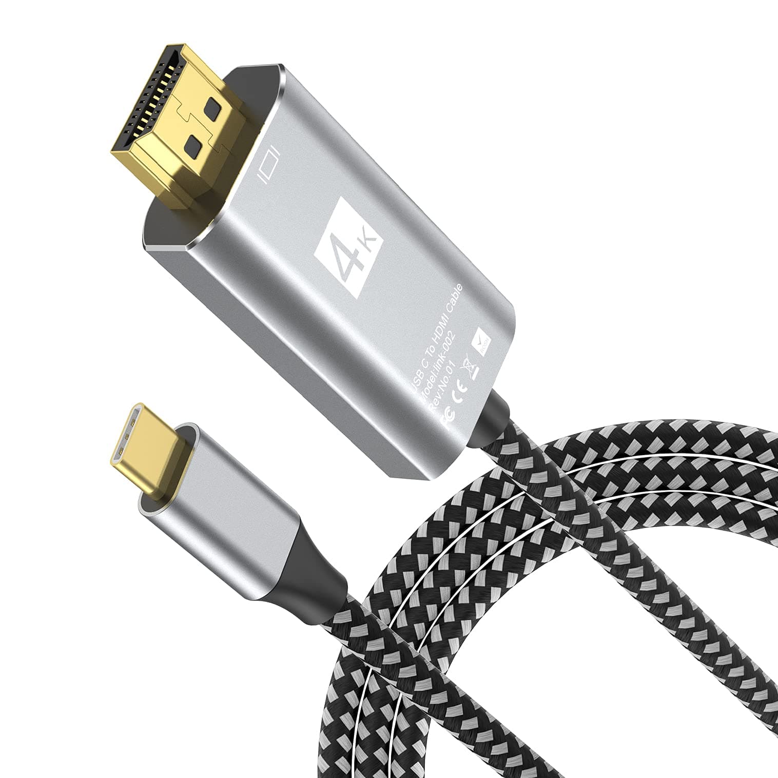 USB C to HDMI Cable, USB Type-C to HDMI Cable Thunderbolt 4/3 Port 4K for iPhone 15/16 Serials,New MacBook/pro iPad Pro 2018 iMac Chromebook Pixel Dell XPS 13/15 Galaxy S8/S9 S8/S9 Plus Note8 (6ft)