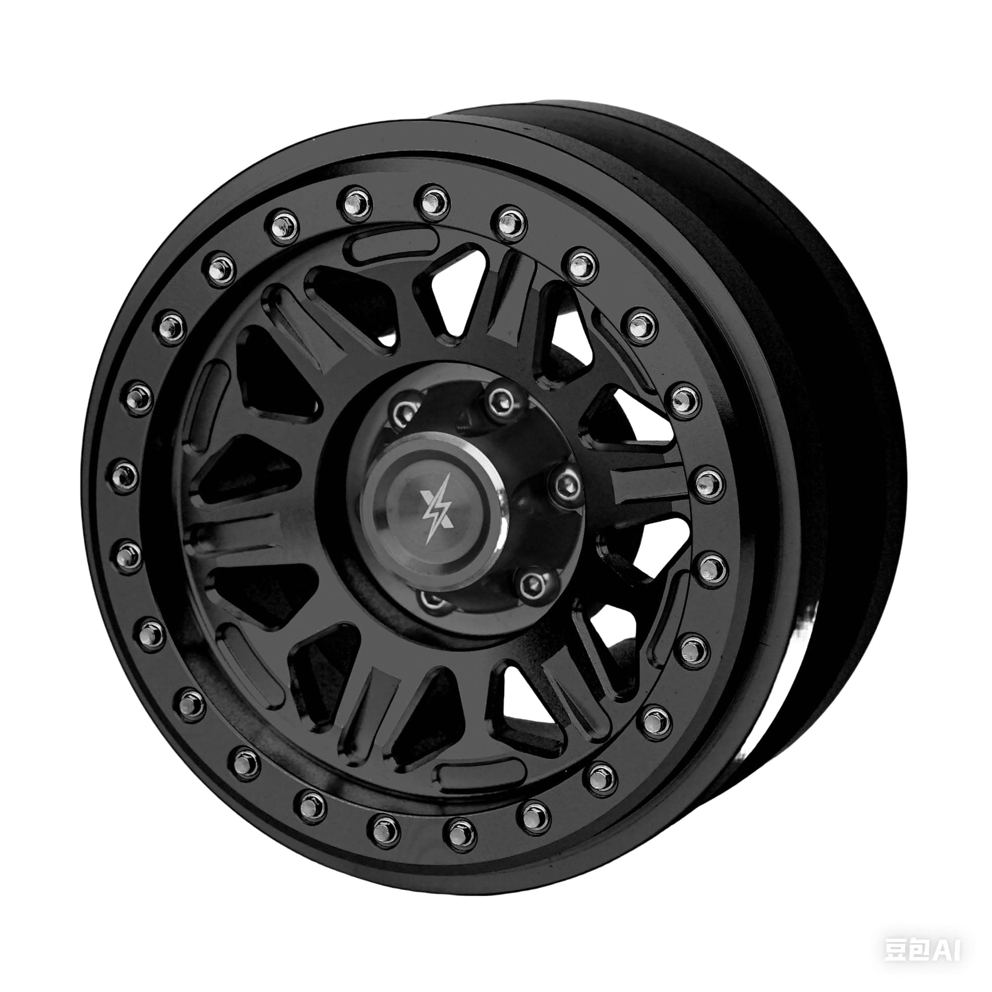 BEAXTURBO Racing Upgrade Parts RC CNC 2.9''Aluminum Bead Lock Wheel-B for Axial SCX6 Trail Honcho Silver 1/6 1PCS (Silver-Black)