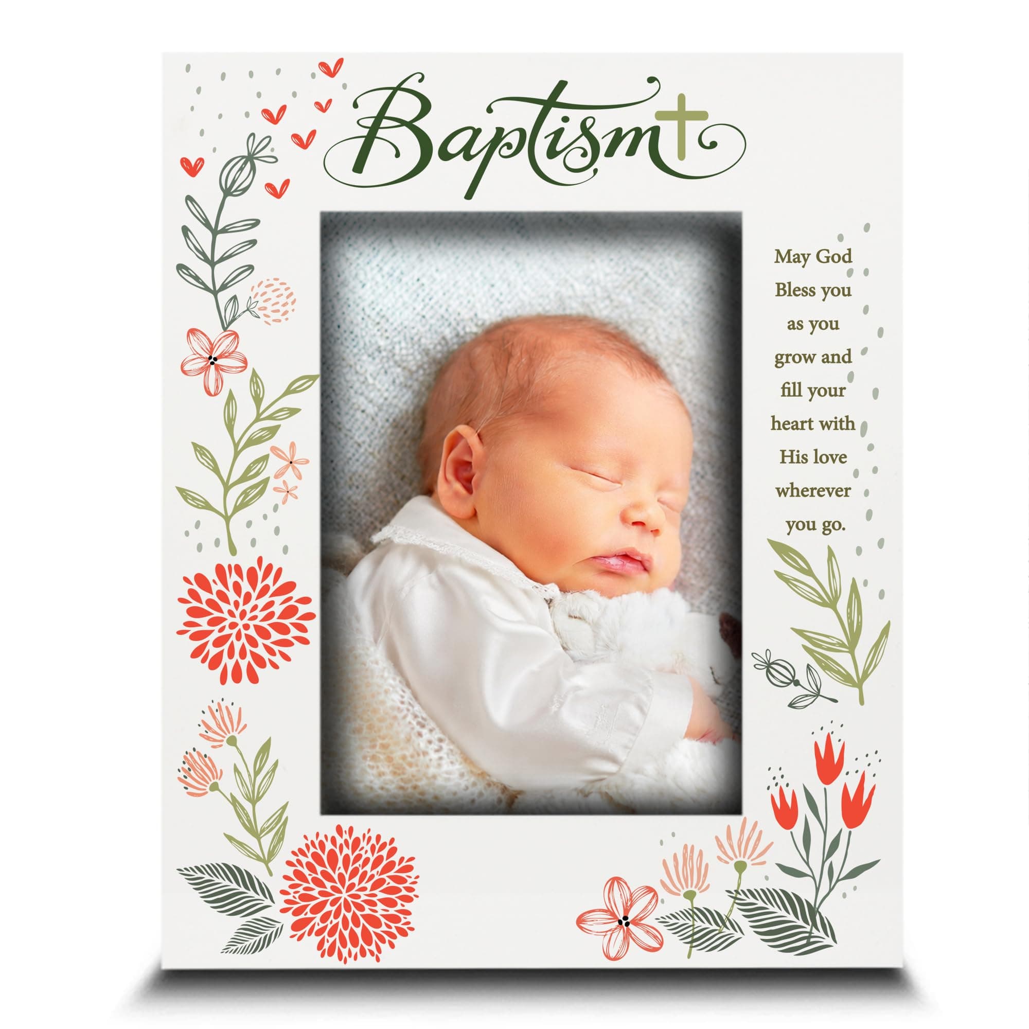 BELLA BUSTA-Baptism Picture Frame-Baby Blessings Baptism-Christening, Baby Girl/Boy Baptism Presents from Godparents Friends and Family-UV Print Frame (5x7 Vertical (Girl))