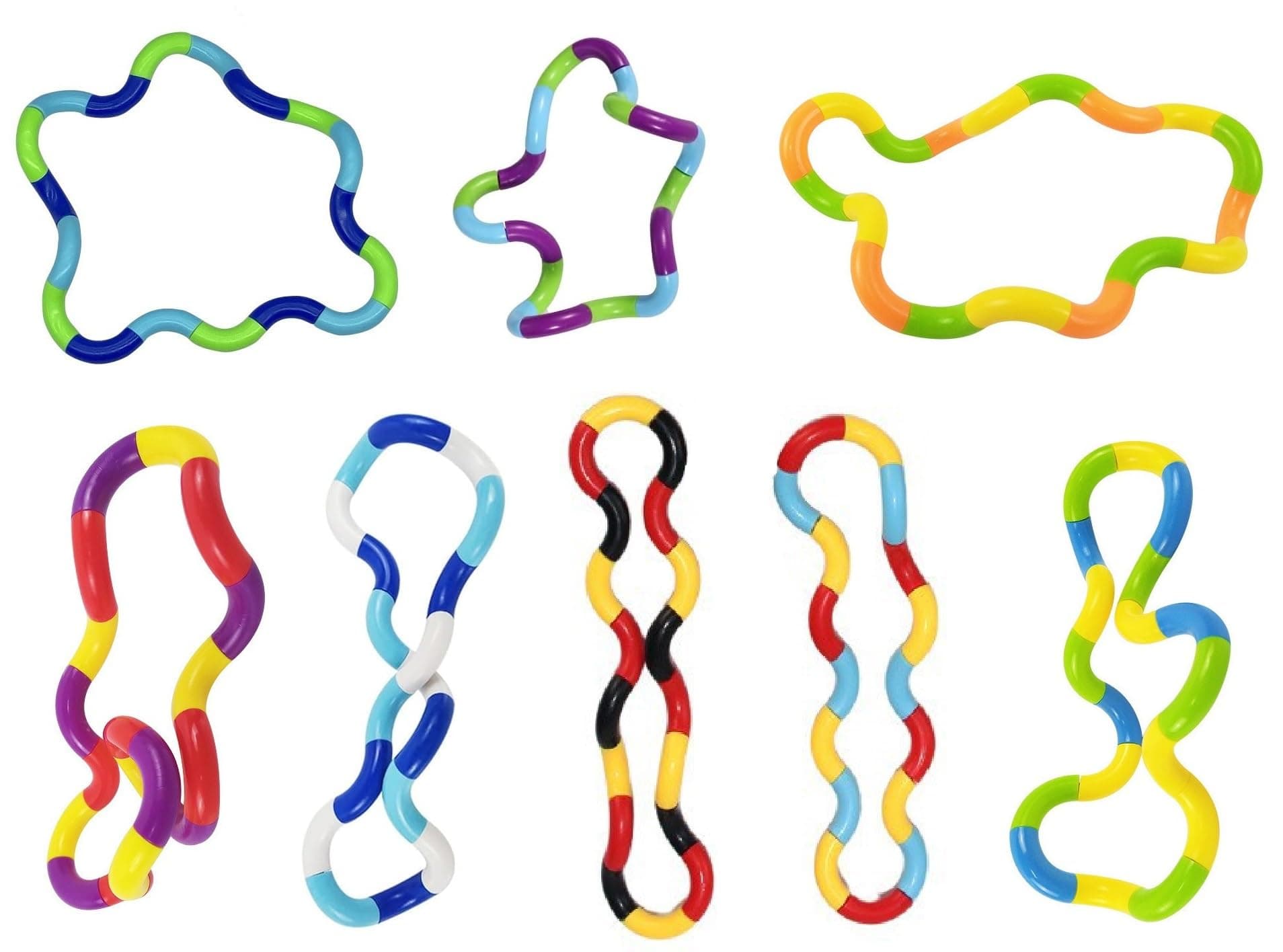 8 Pcs Stress Relief Fidgets Toys Multicolor Twisty Toys Relax Therapy Stress Feeling Winding Fidget Hand Toys and Brain Toys Decompression Educational Toy Brain Imagine Combine into New Shapes