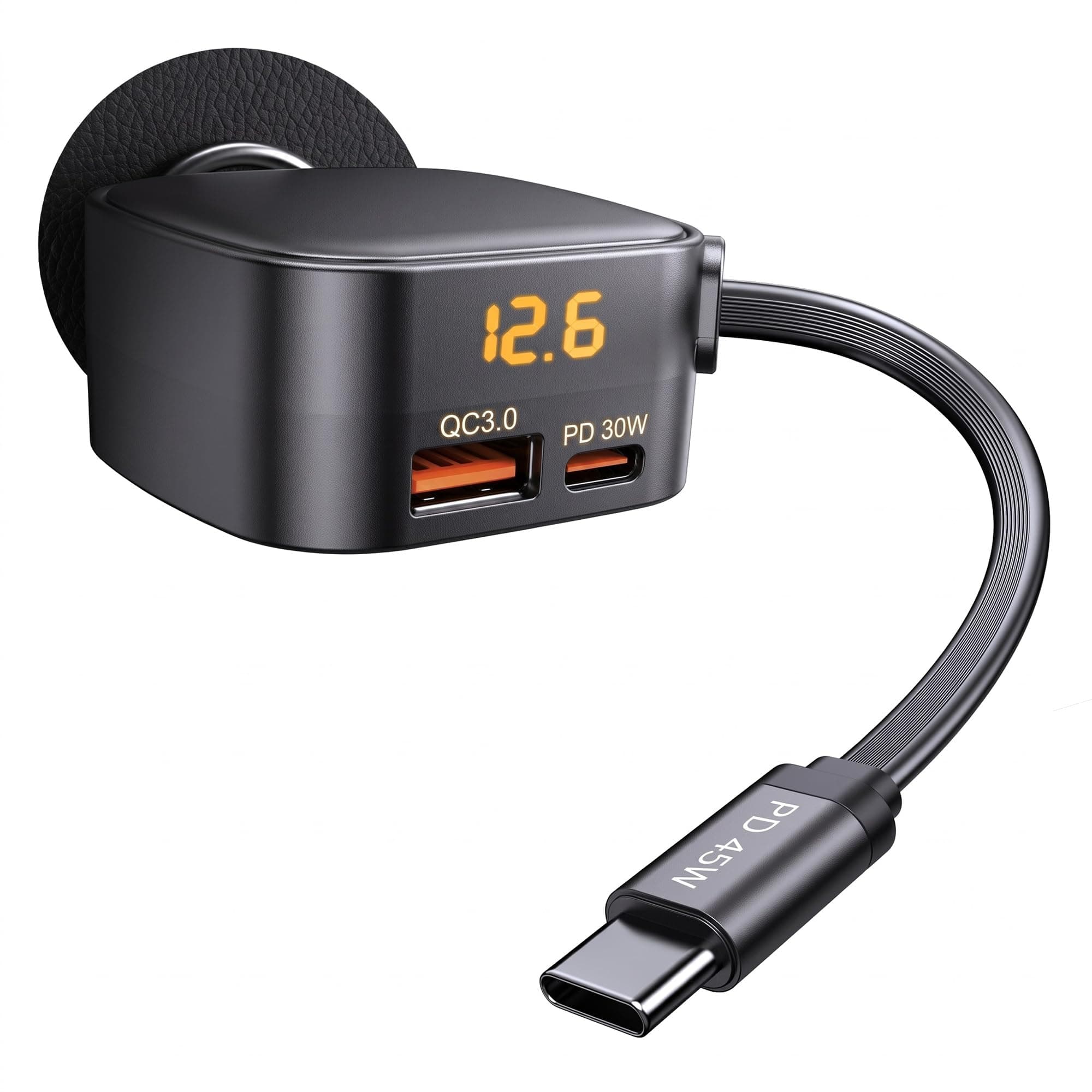 ANEXTIDE 93W Retractable Car Charger USB C, Compact 3-Port Fast Charging