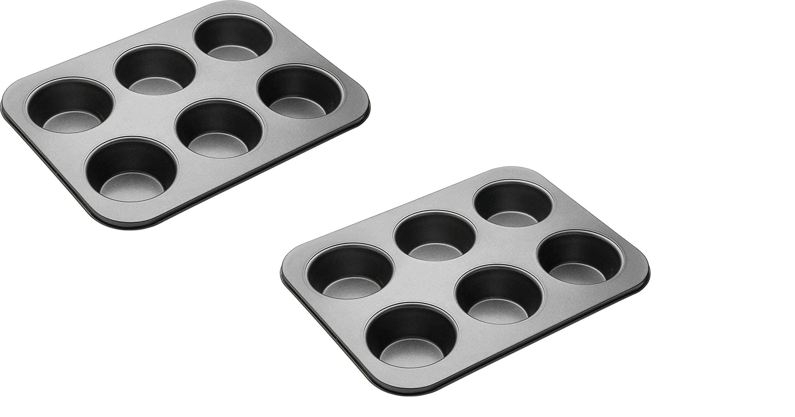 Xacton Set of 2 Pcs 6 Slot Cupcake Mould Tray | for Making Muffins, Cupcake, Baking Mould Tray, Brownie or Mini Cake | Bakeware Combo | Cake Decoration Tools and Accessories