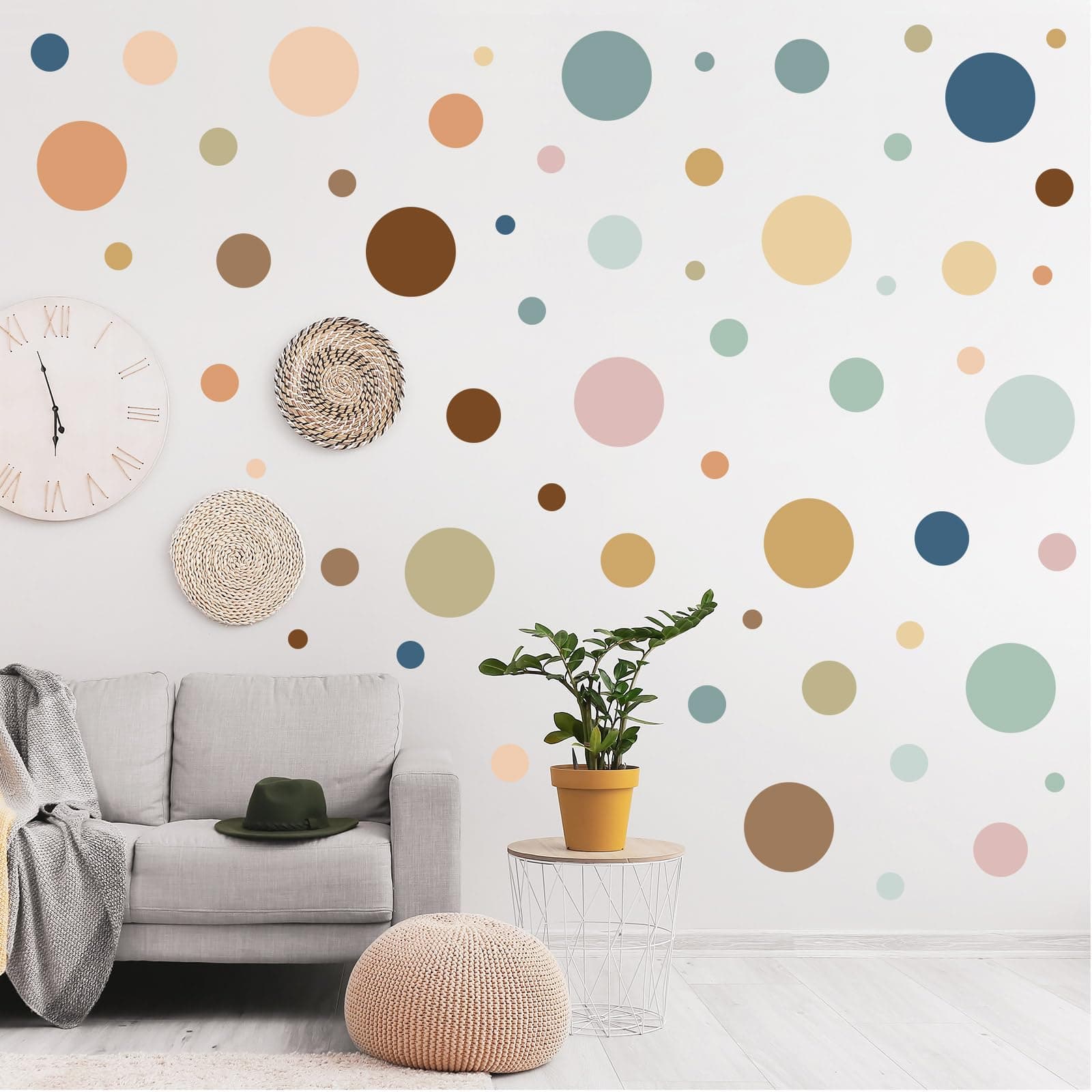 Zonon 264 Pcs Kids Wall Decals Boho Polka Dot Vinyl Peel and Stick