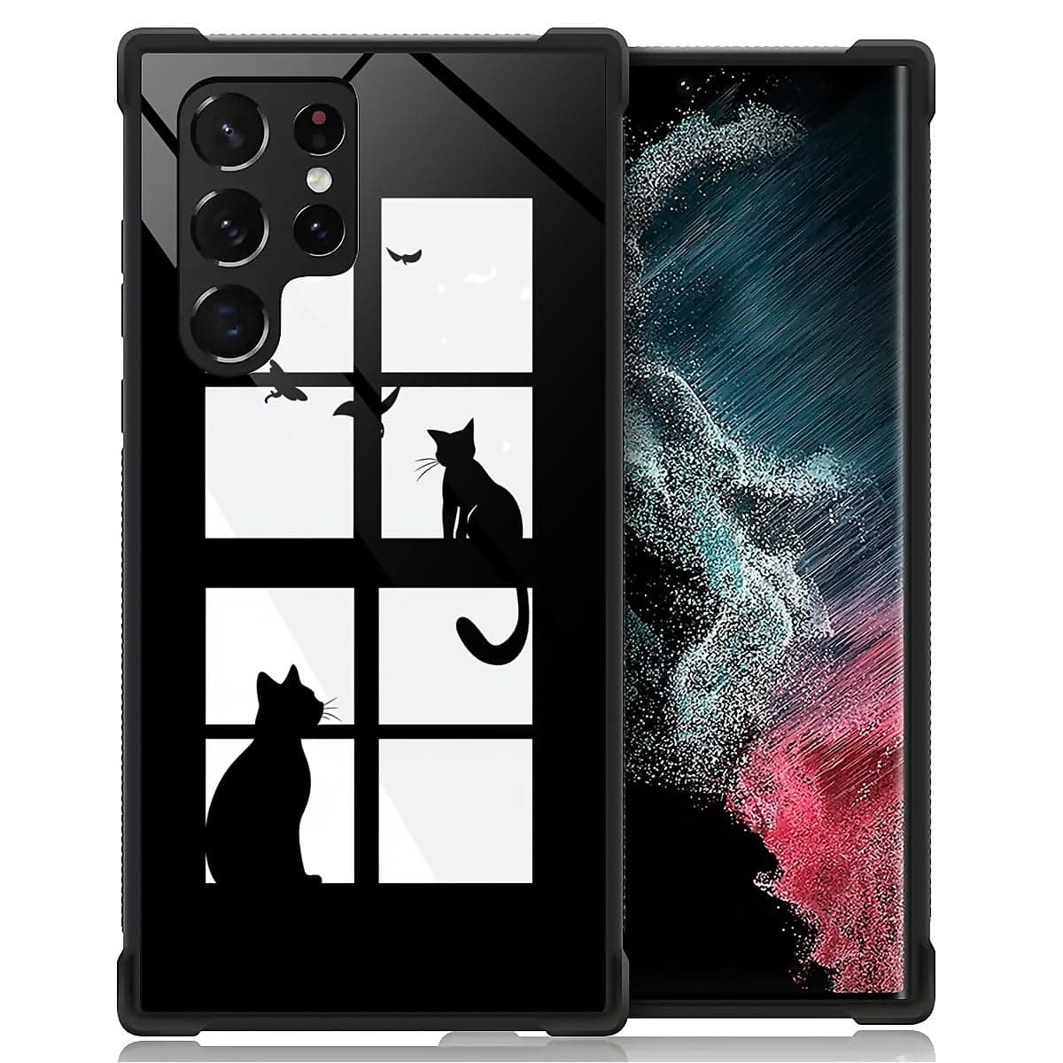 WANKBLC for Samsung Galaxy S22 Ultra Case, Cat Bedroom Black White Crazy Pattern Shockproof Protective for Man Women Non-Slip for Samsung Galaxy S22 Ultra